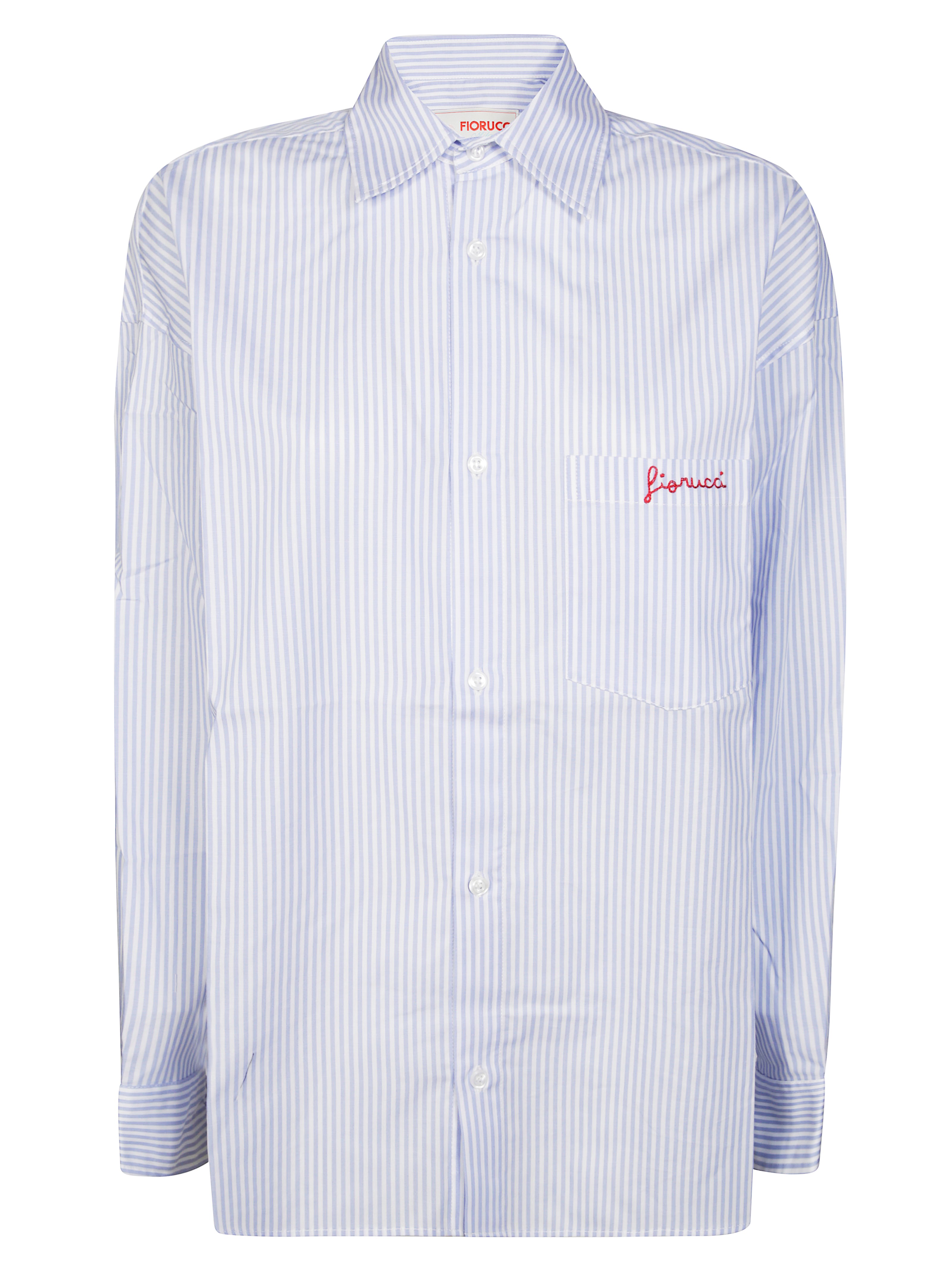 Fiorucci Striped Logo-embroidered Shirt In Blue