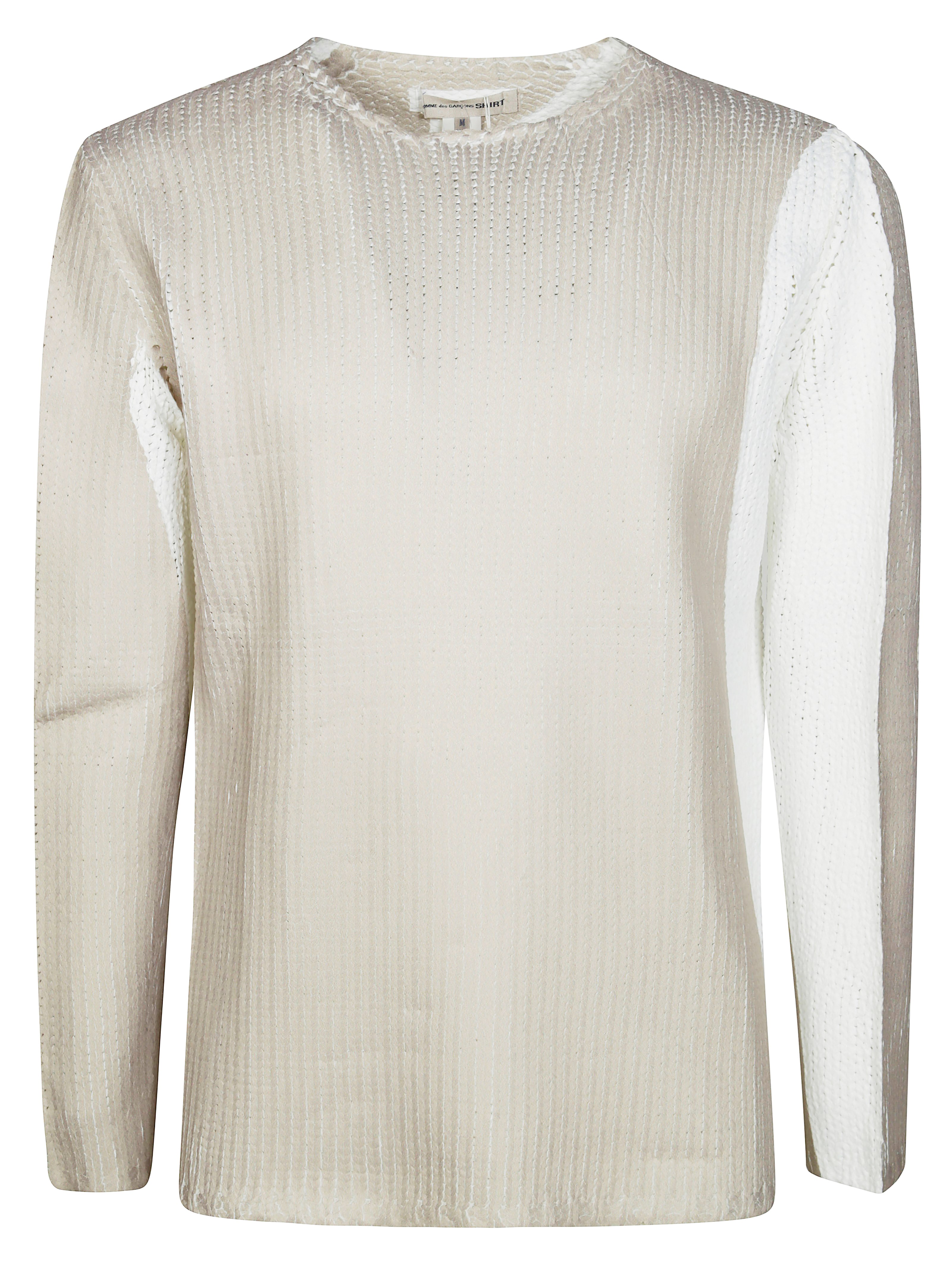 Comme Des Garçons Textured Round Neck Long Sleeves Sweater In Beige