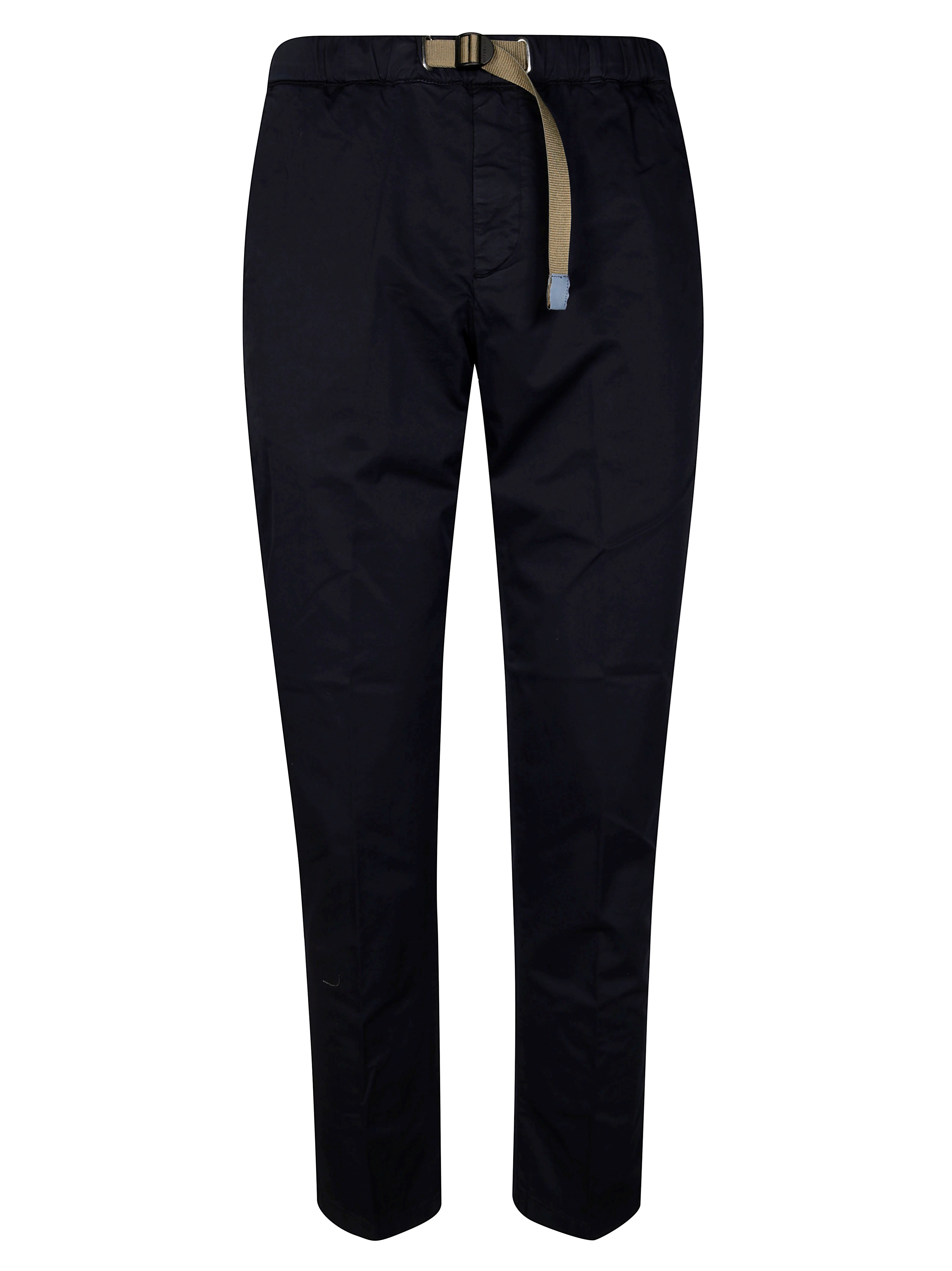 White Sand Elastic-waistband Buckle-closure Trousers In Blue