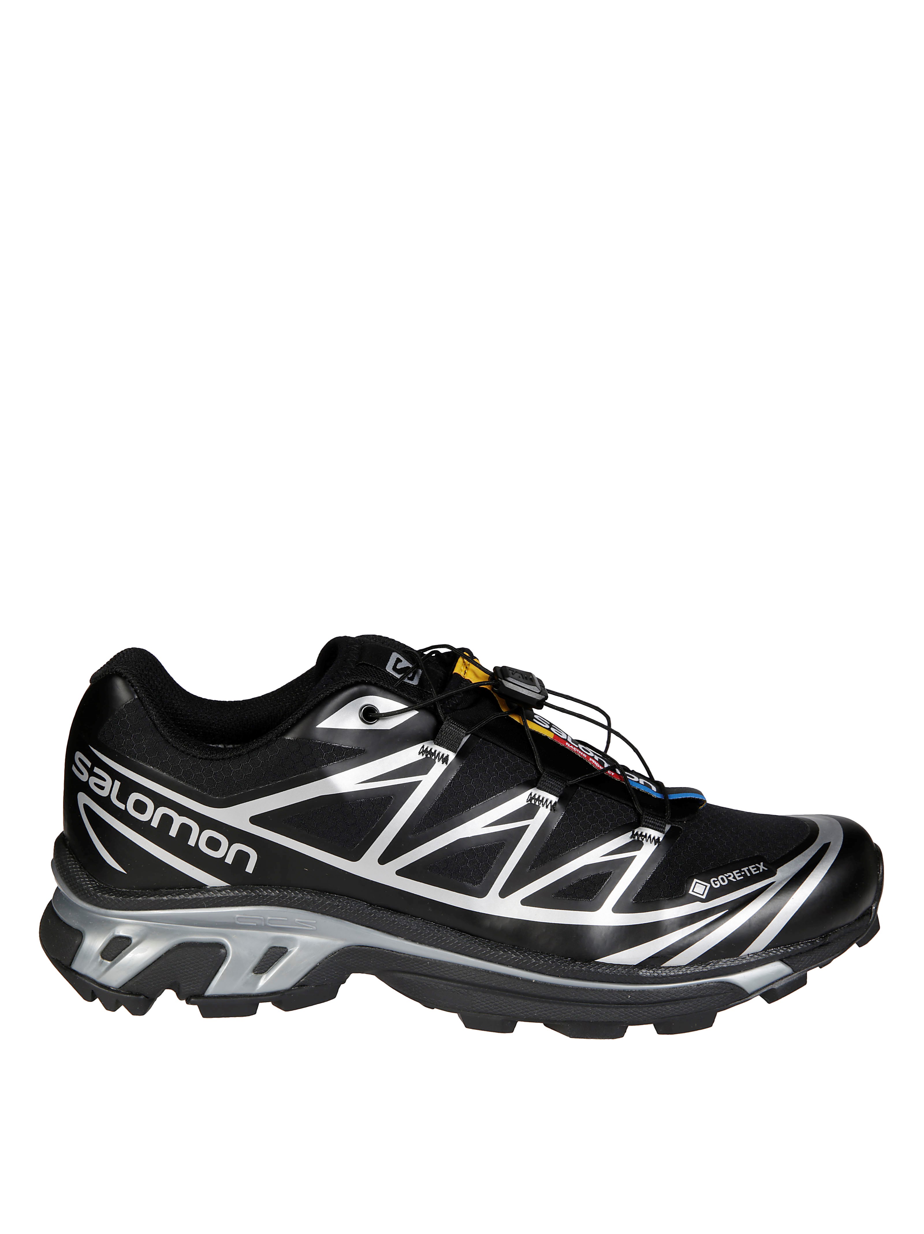 Salomon Mens Black Black Silver Xt-6 Gtx Quick-lace Mesh Low-top Trainers In Black