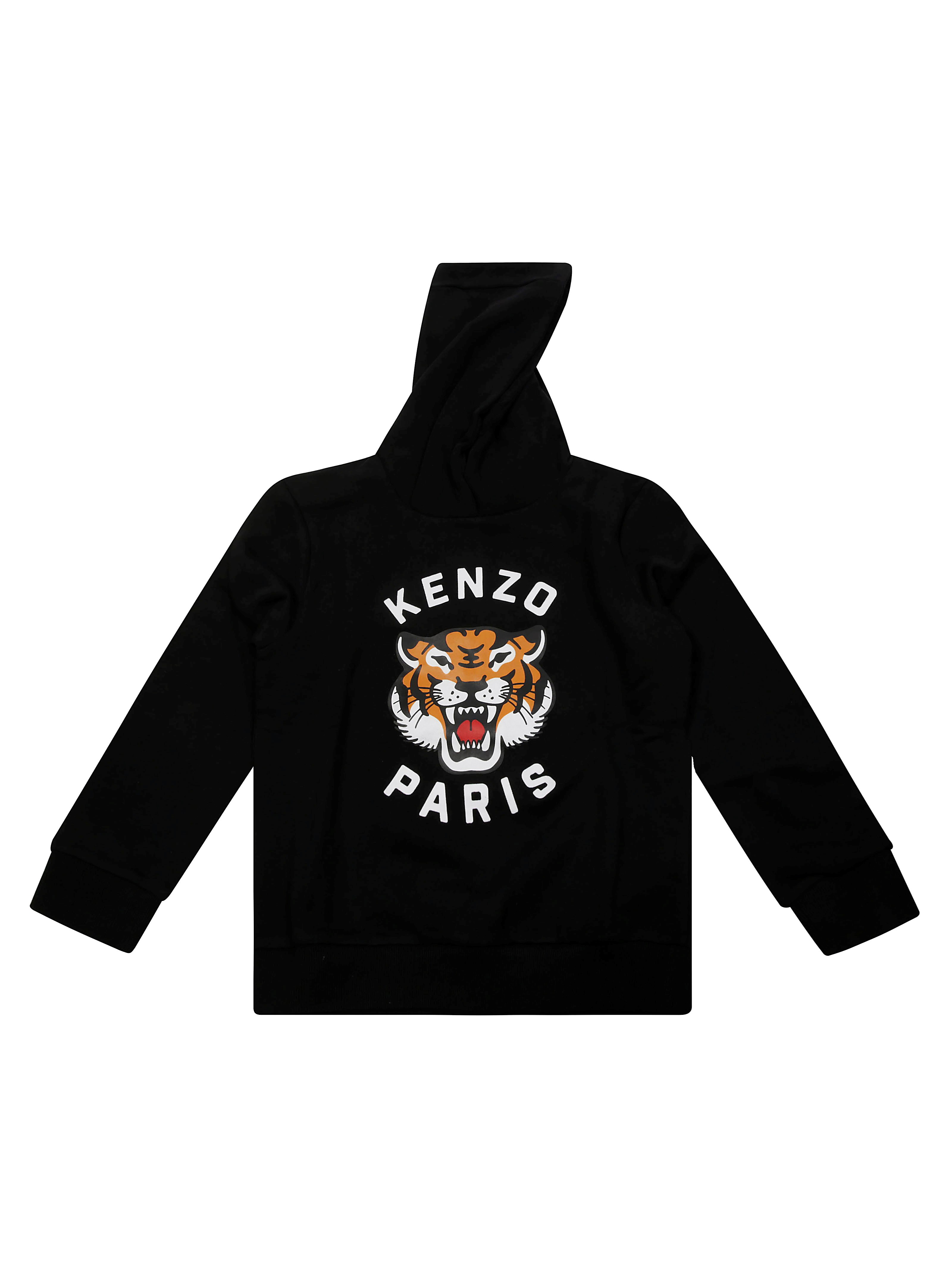 Kenzo Hoodie Tiger Frontale In Black