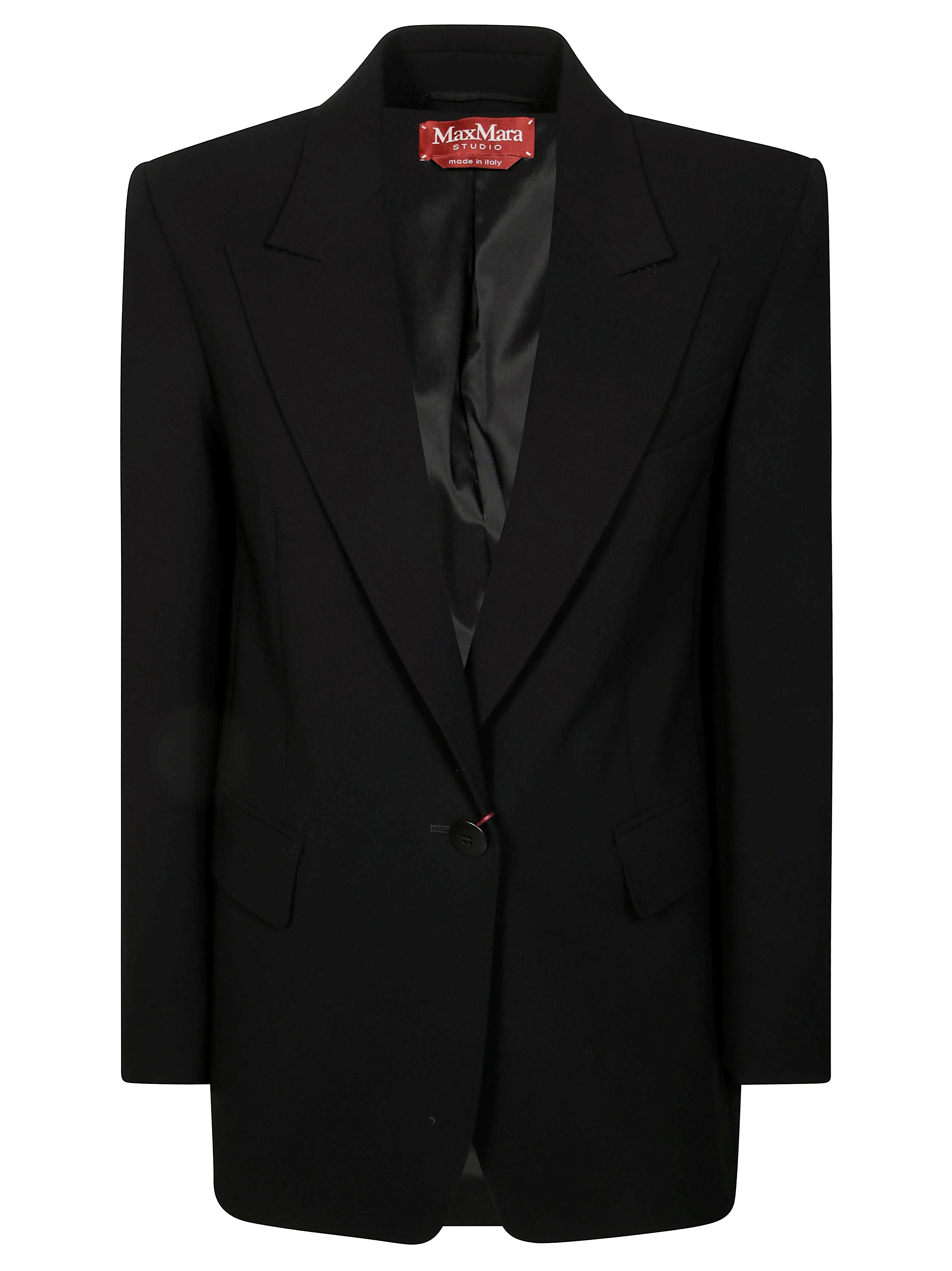 Max Mara Single-breasted Tailored Blazer With Notched Lapel In Black