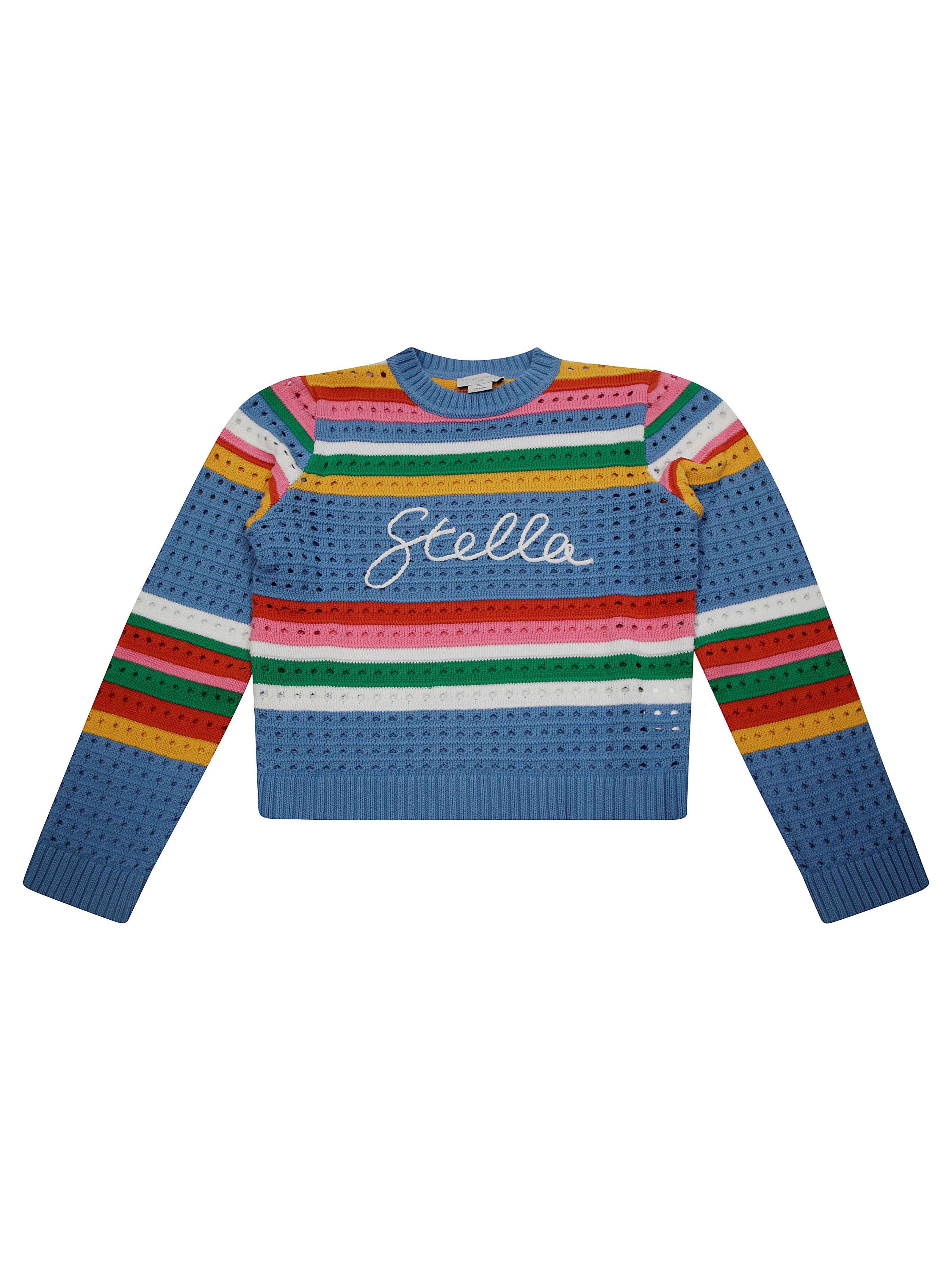 Stella Mc Cartney Junior Maglia ml Crochet Righe Color In Red