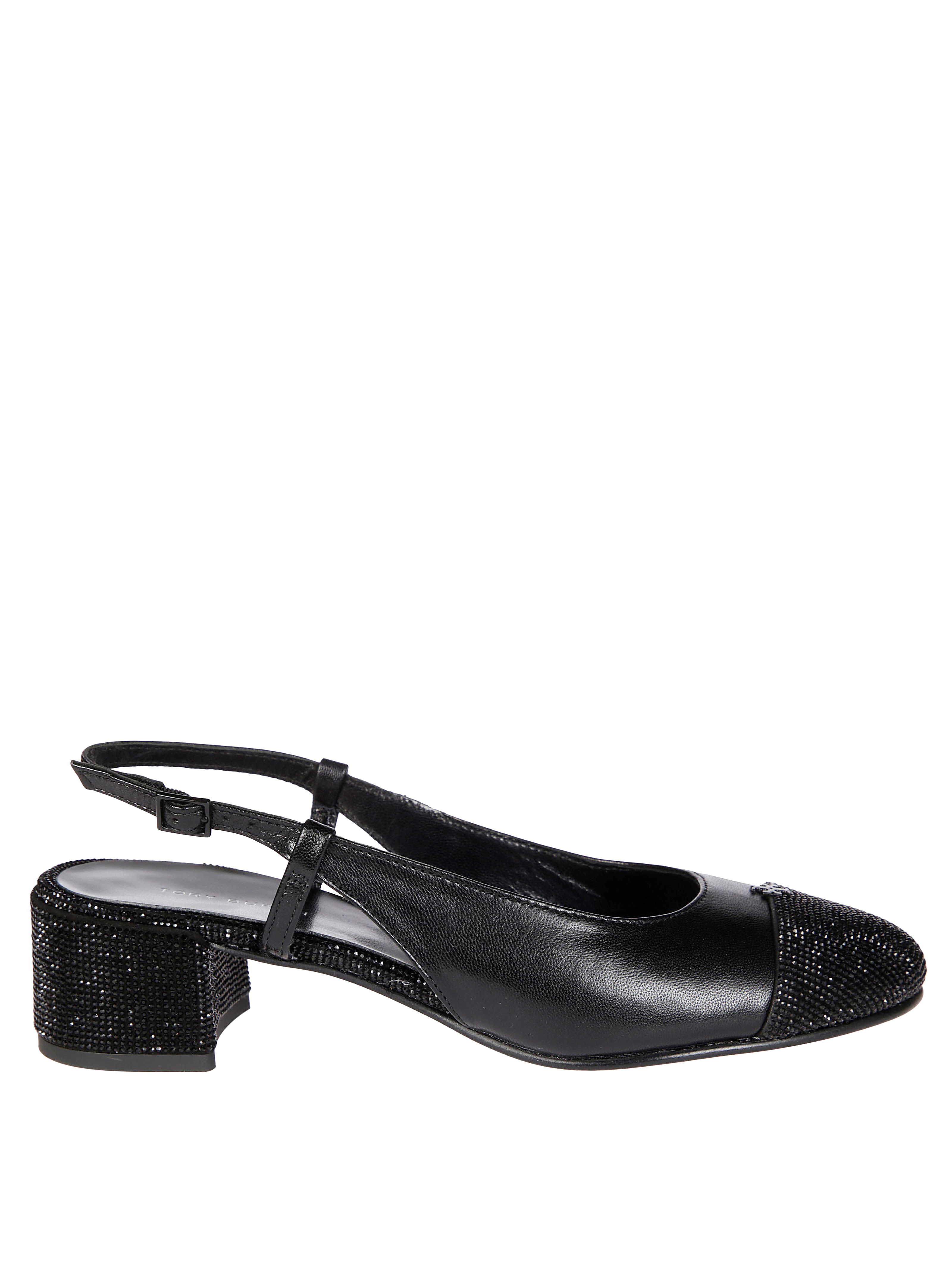 Tory Burch Cap Toe Pave Slingback In Nero