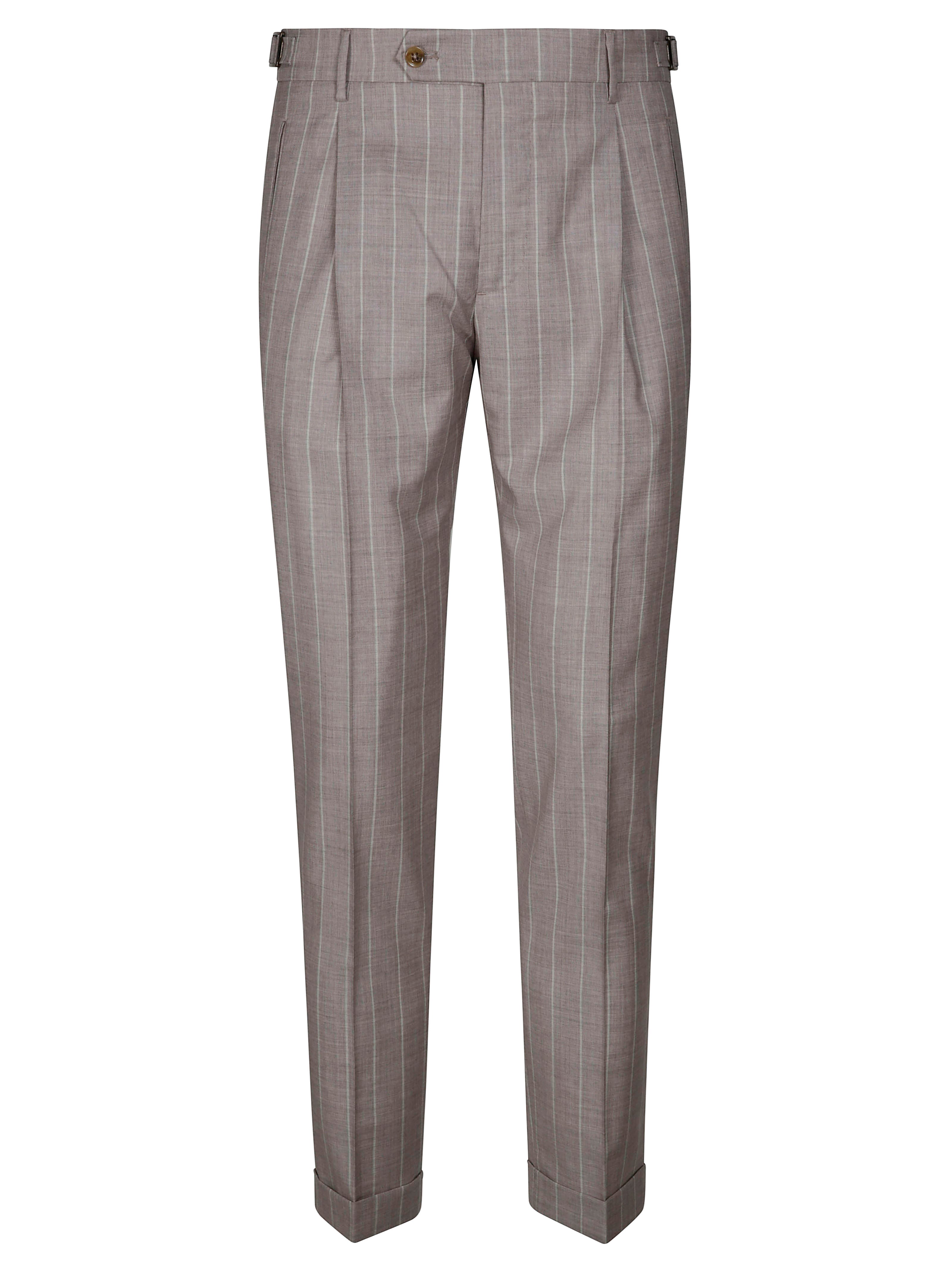 Berwich Tailored Trousers With Belt Loops And Cuffed Hem In Pink