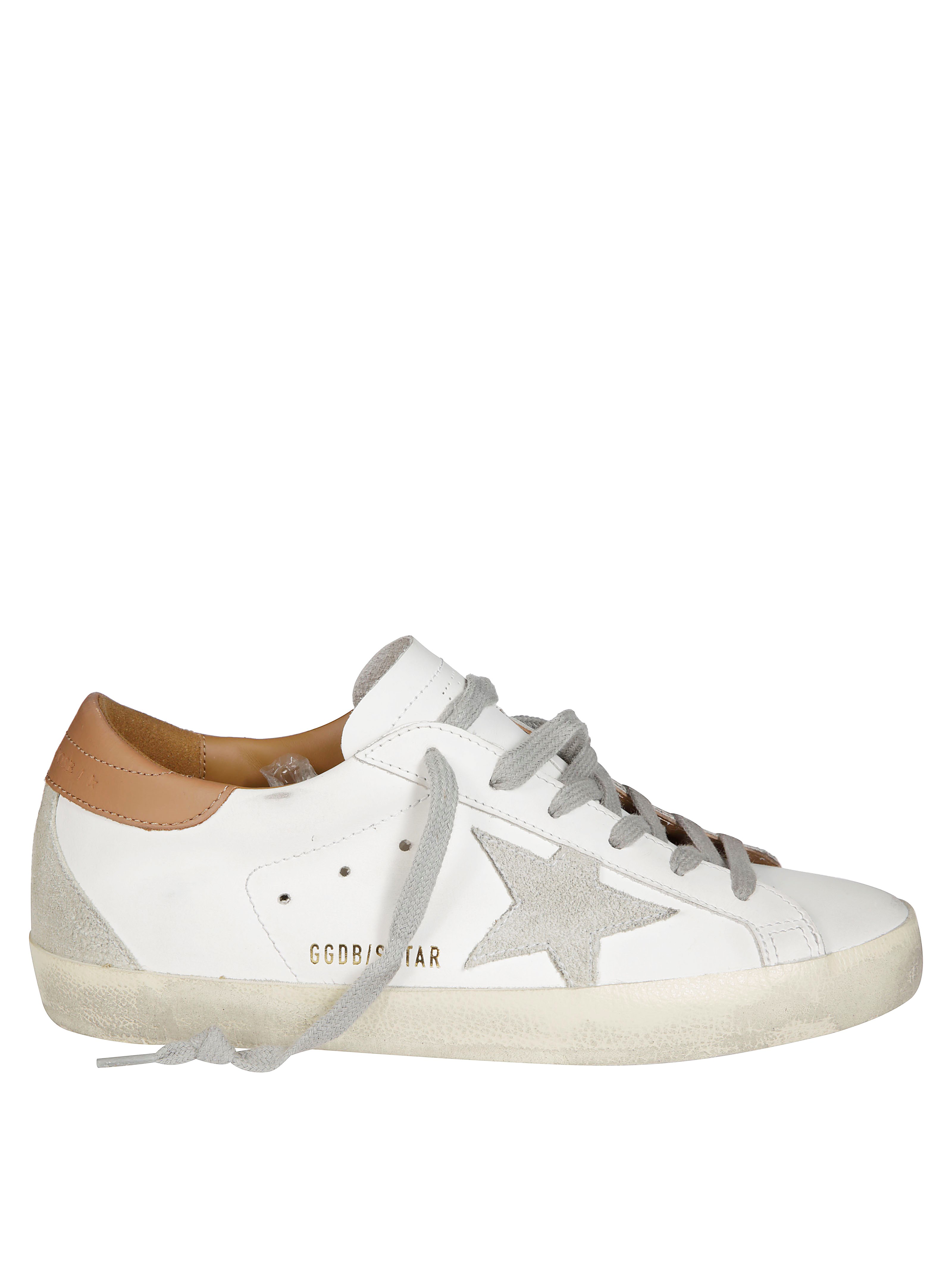 Golden Goose Super-star Leather Upper And Heel Suede Star And Heel In White