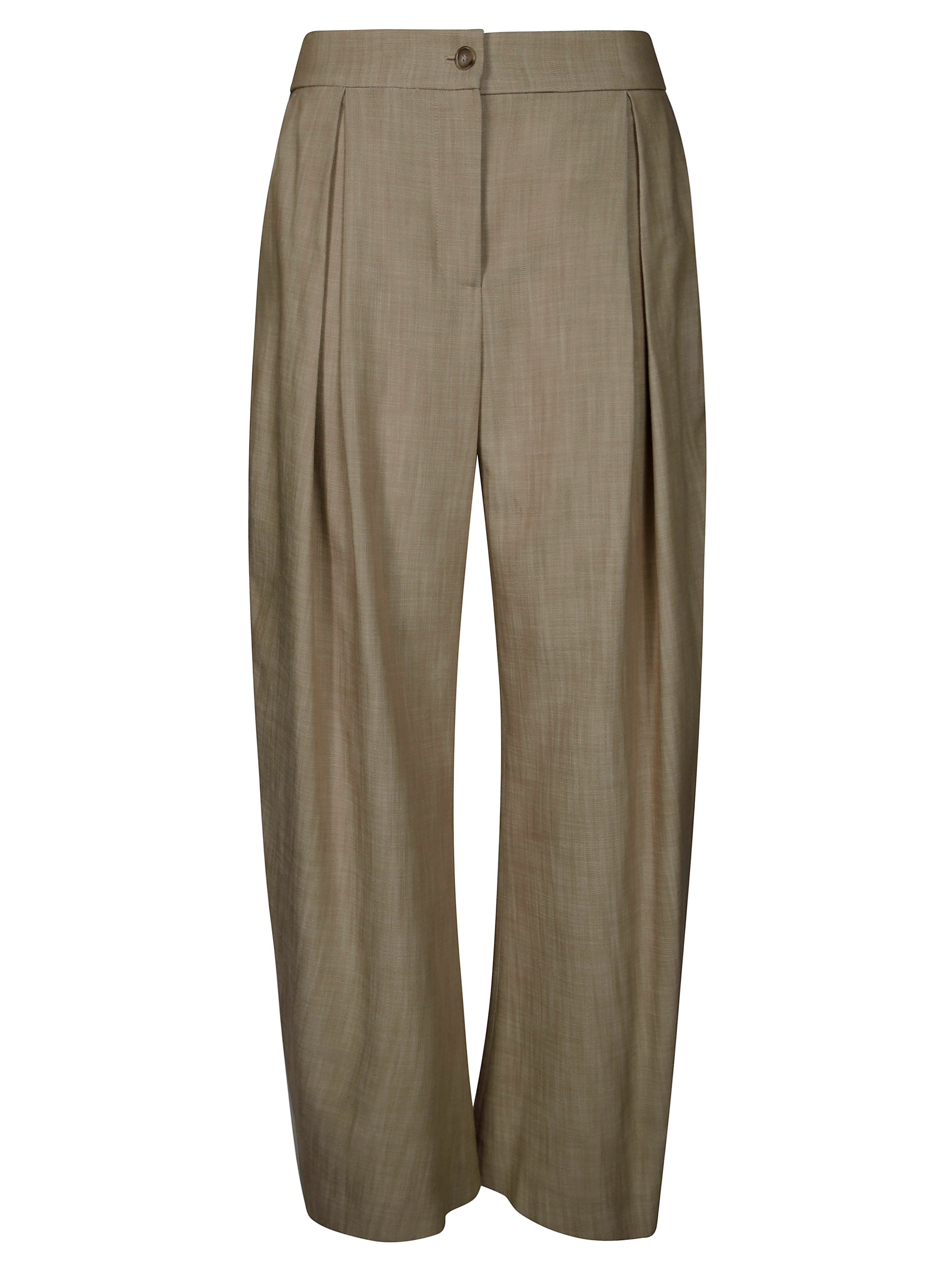 Pinko High-waisted Wide-leg Trousers With Front Pleats In Beige