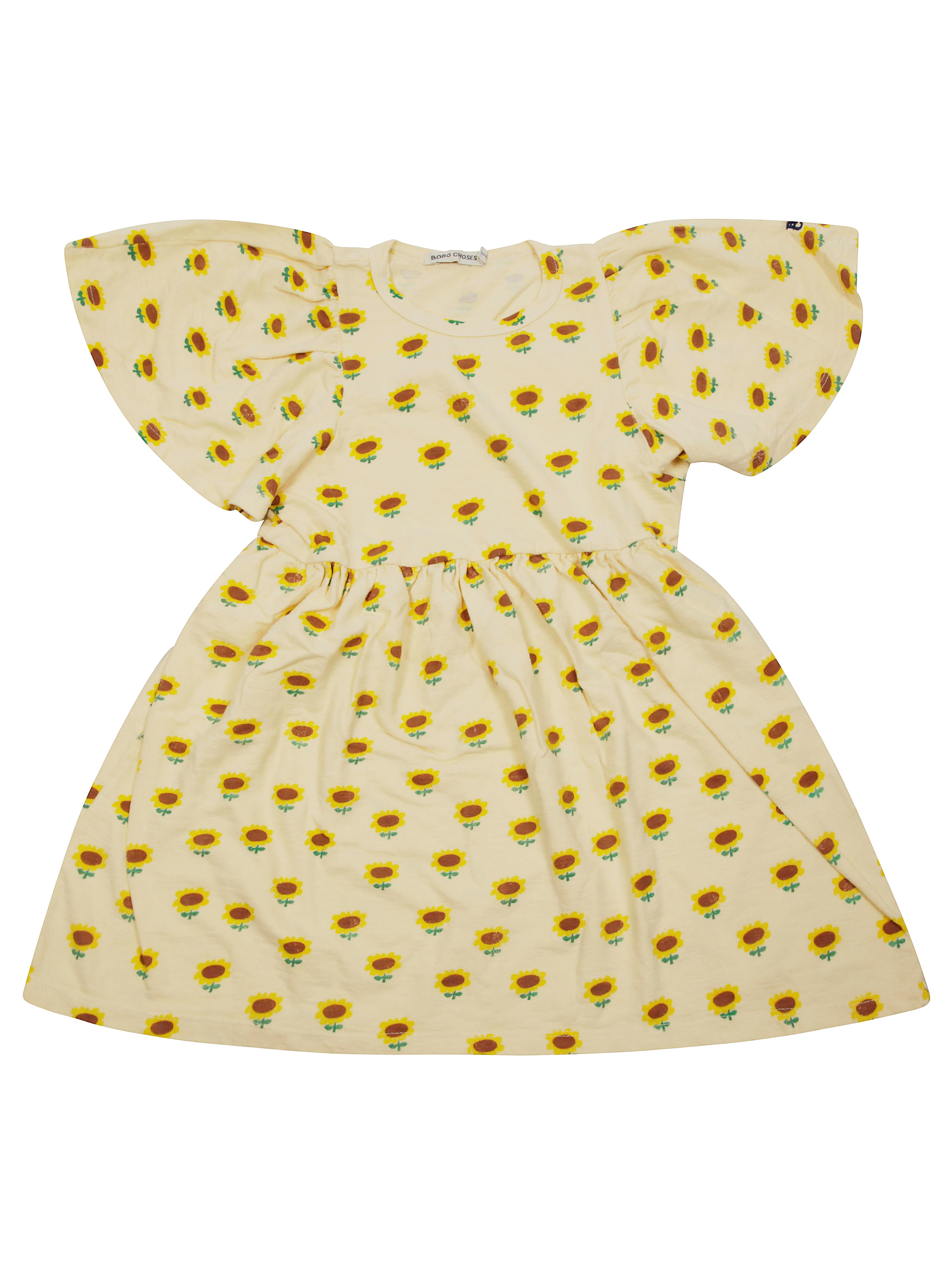 Bobo Choses Vestito Manica Corta Stampa Girasoli In Yellow