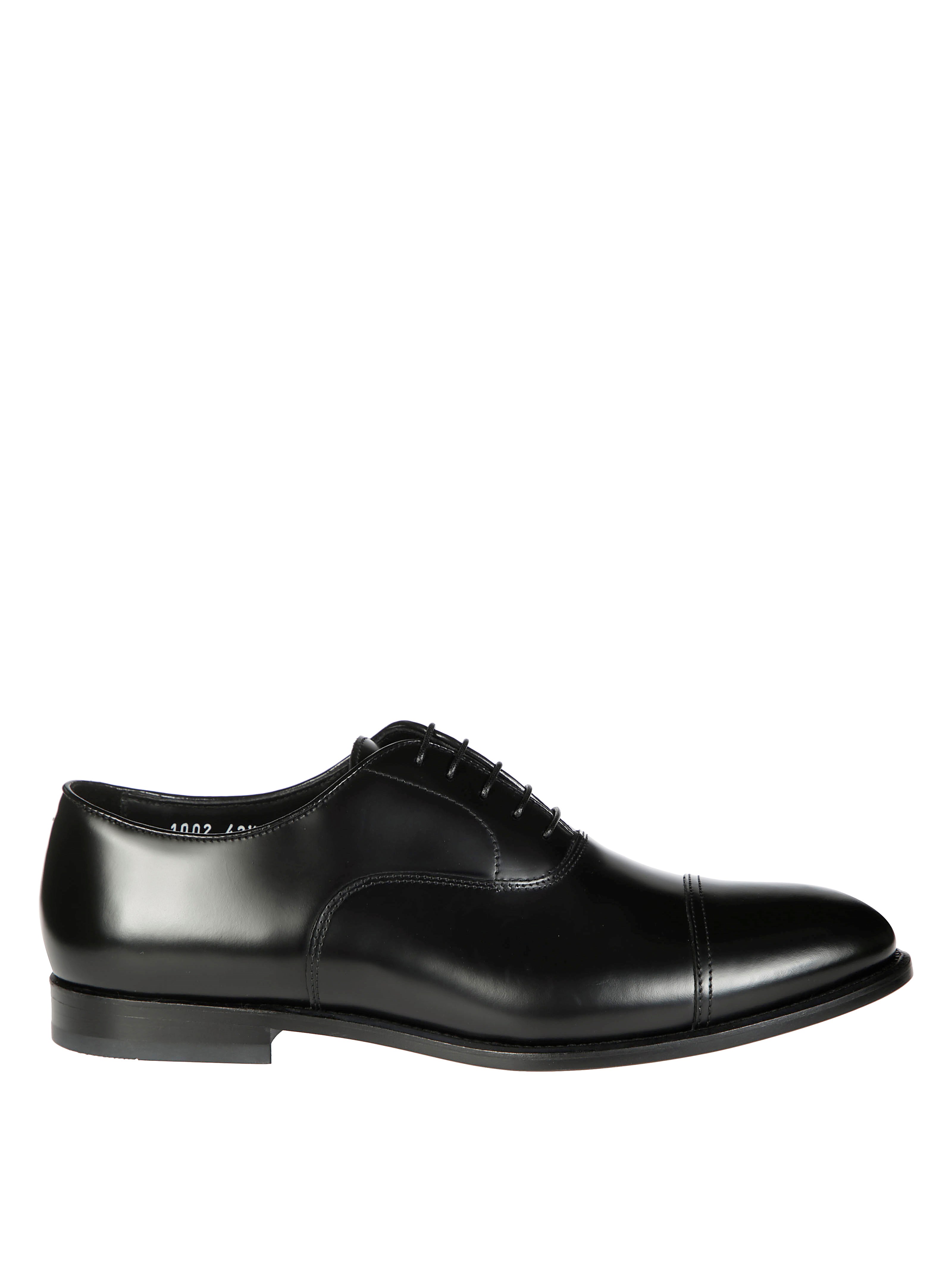 Doucal's High-shine Black Oxford Shoes With Lace-up Fastening In Black