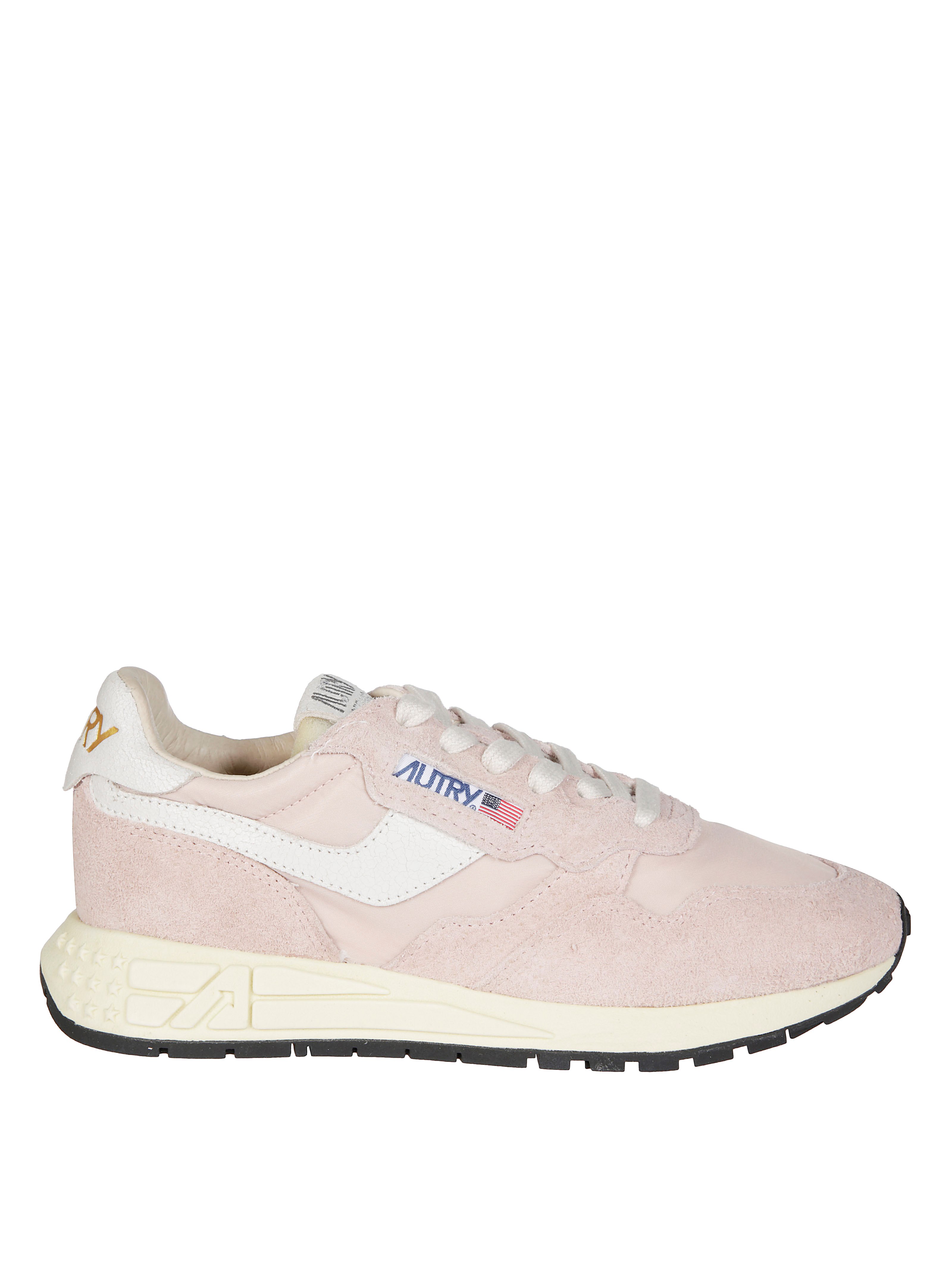 Autry Reelwind Low Nylon And Leather Craquele Pepper And White Sneakers In Beige