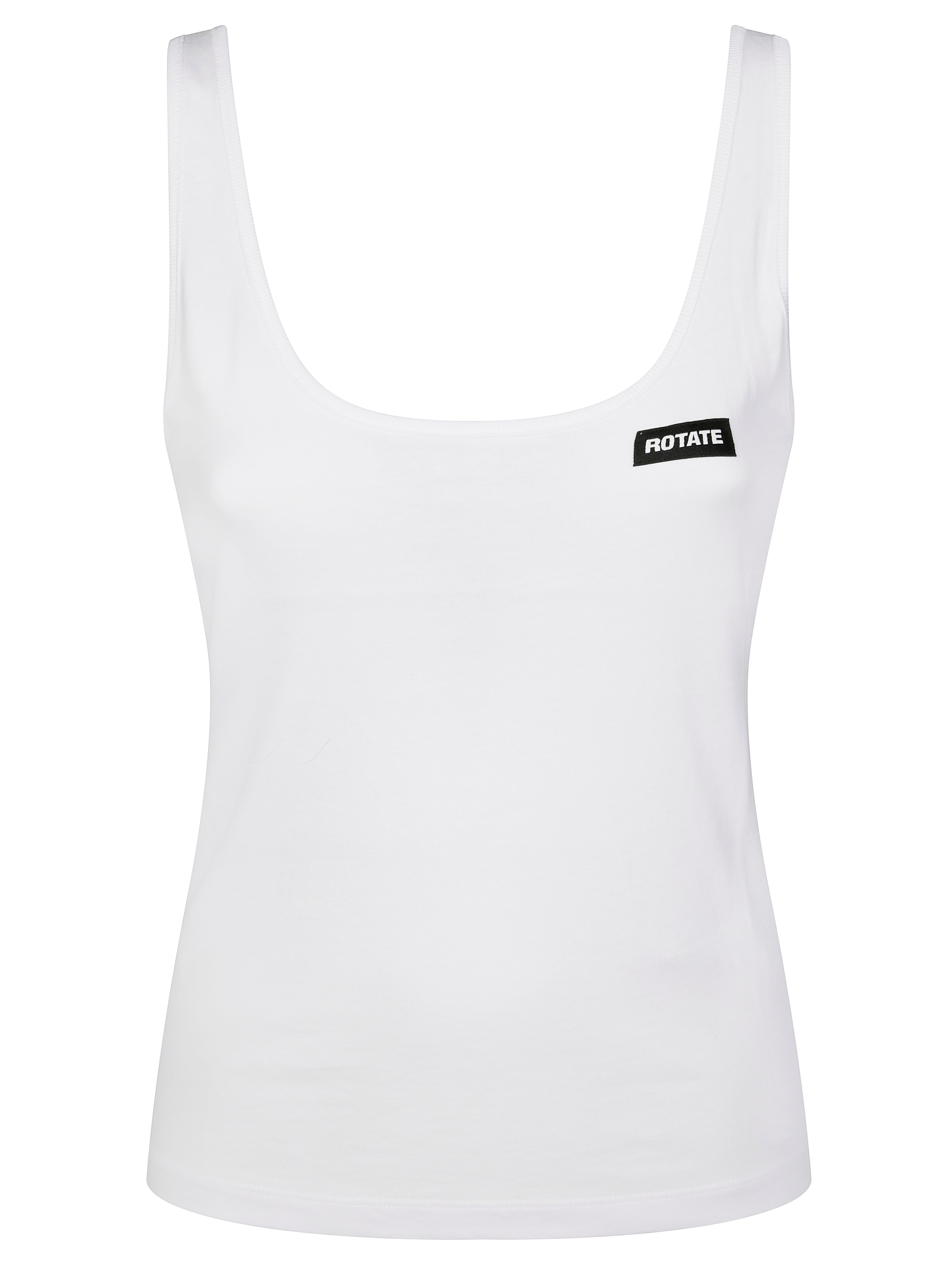 Rotate Birger Christensen White Recycled Cotton Top With Deep Neckline In White