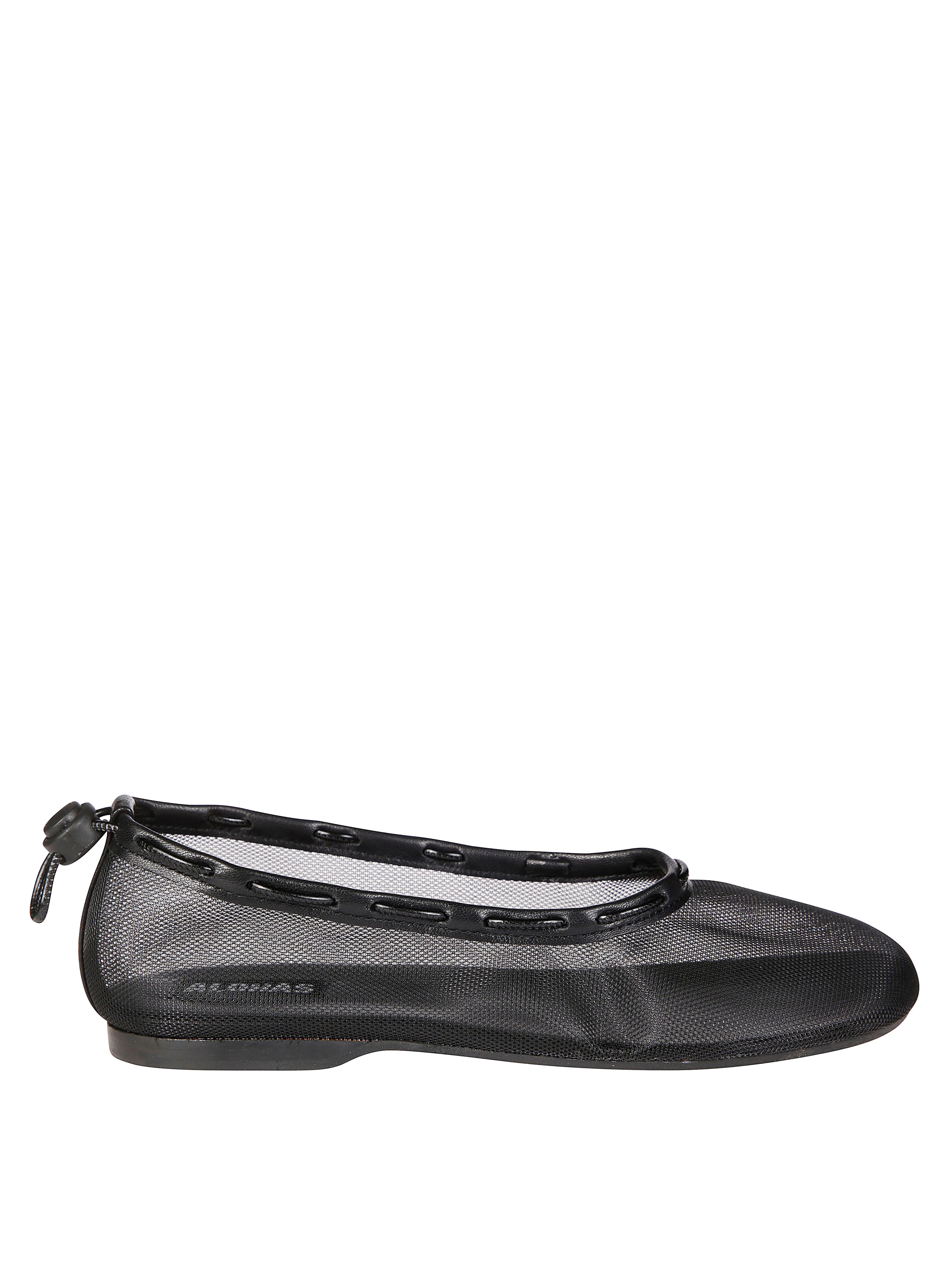Alohas Gill Mesh Black Leather Ballet Flats In Black