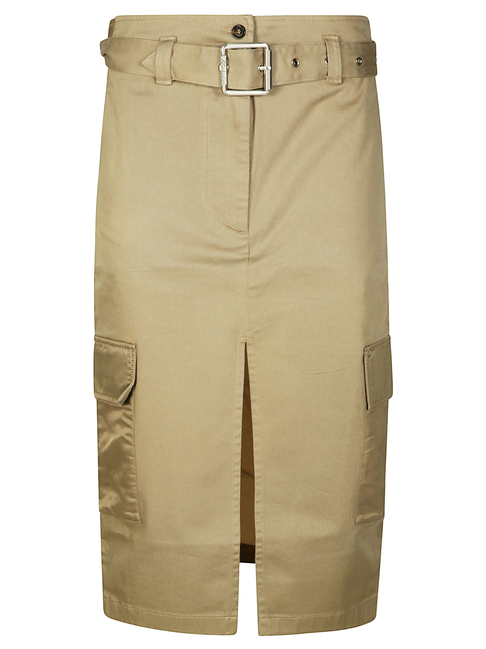 Pinko Gabardine Skirt With Cargo Pockets And Slit