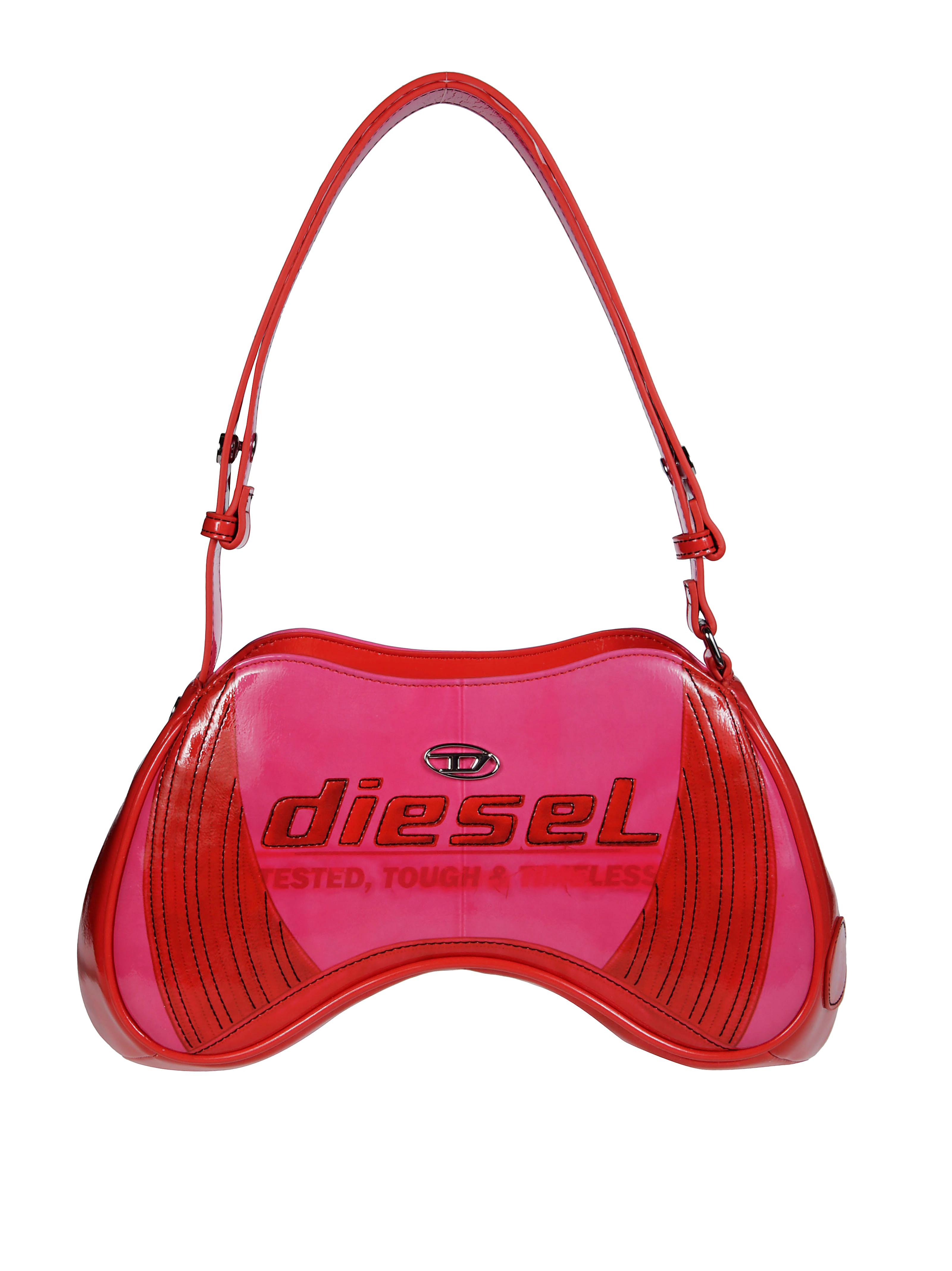 Diesel Play Pink Shoulder Bag With Logo Detail On The Front In Eco-leather Woman In Pink