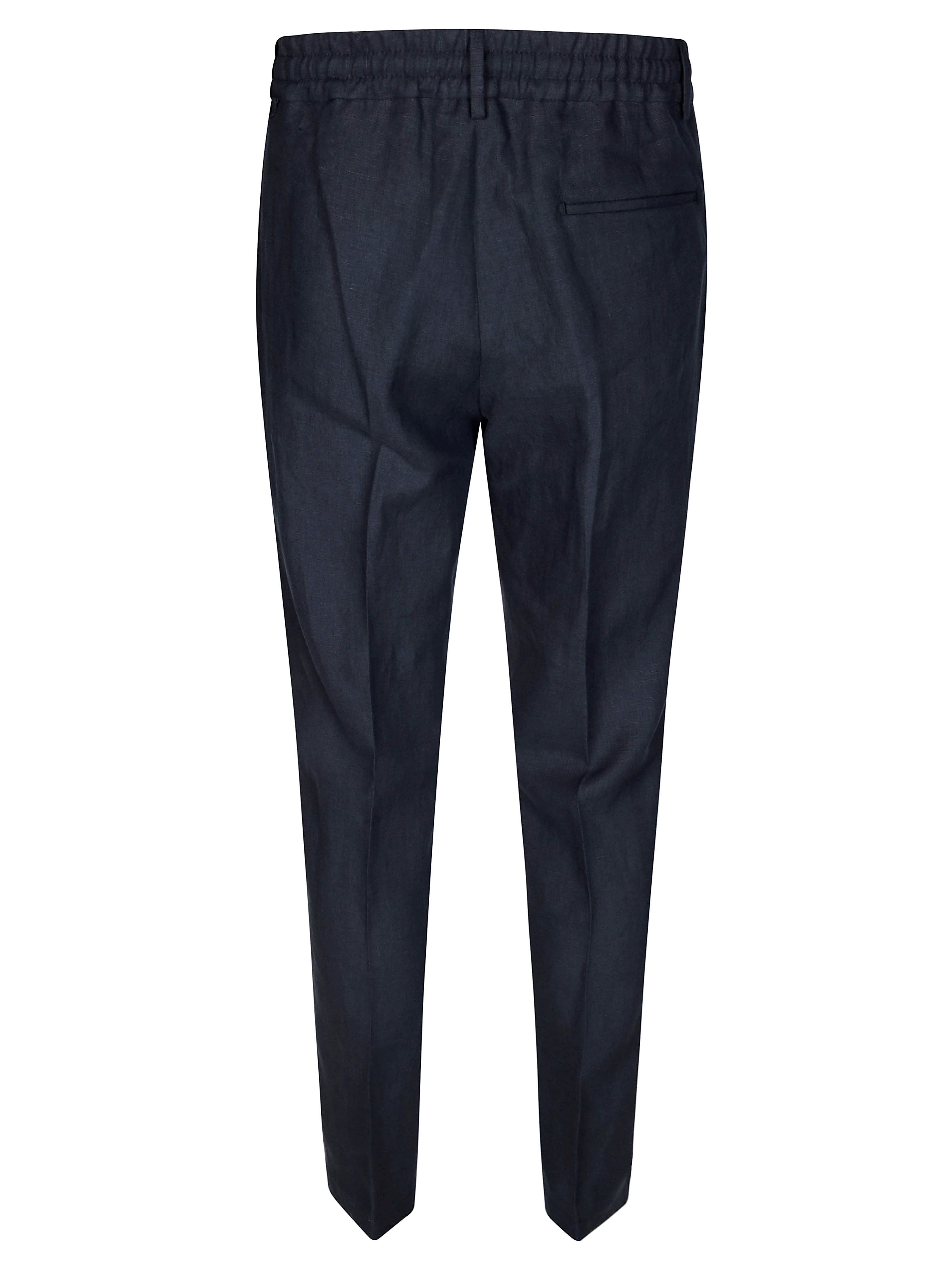 Berwich Elastic Waistband Trousers With Side And Back Pockets In Blue