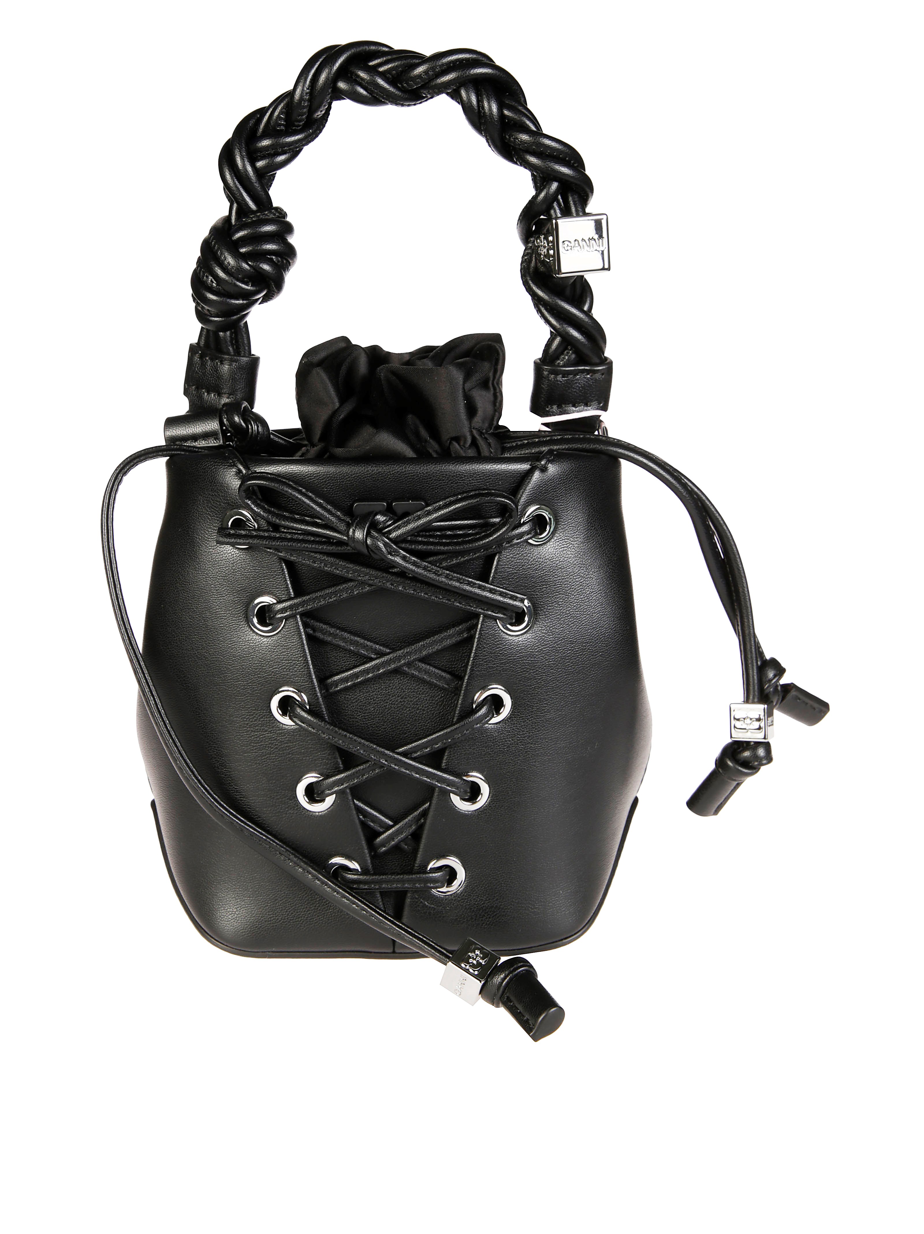 Ganni Recycled-leather Tote Bag In Black