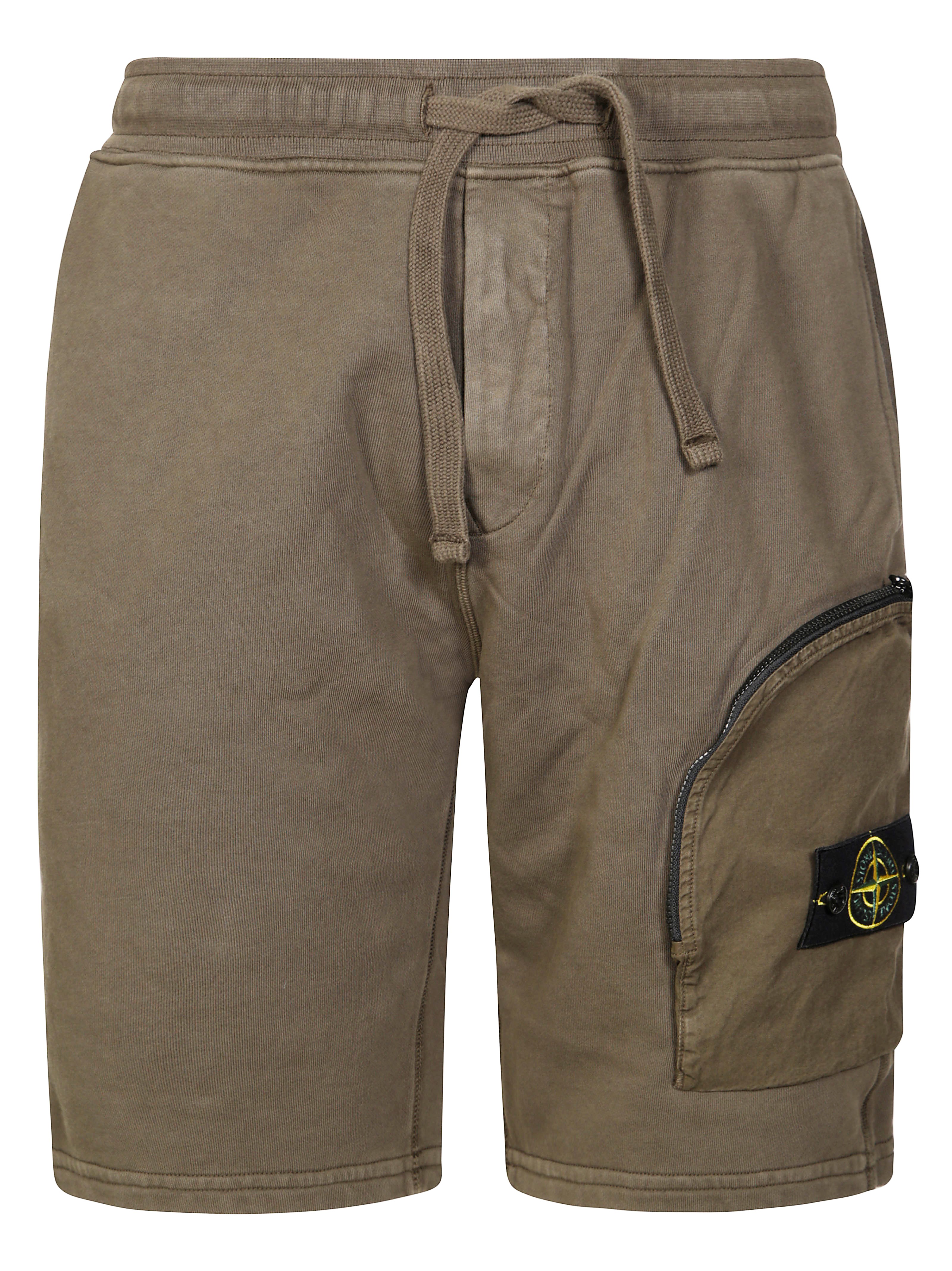 Stone Island Elastic Waistband Shorts With Back And Side Pockets