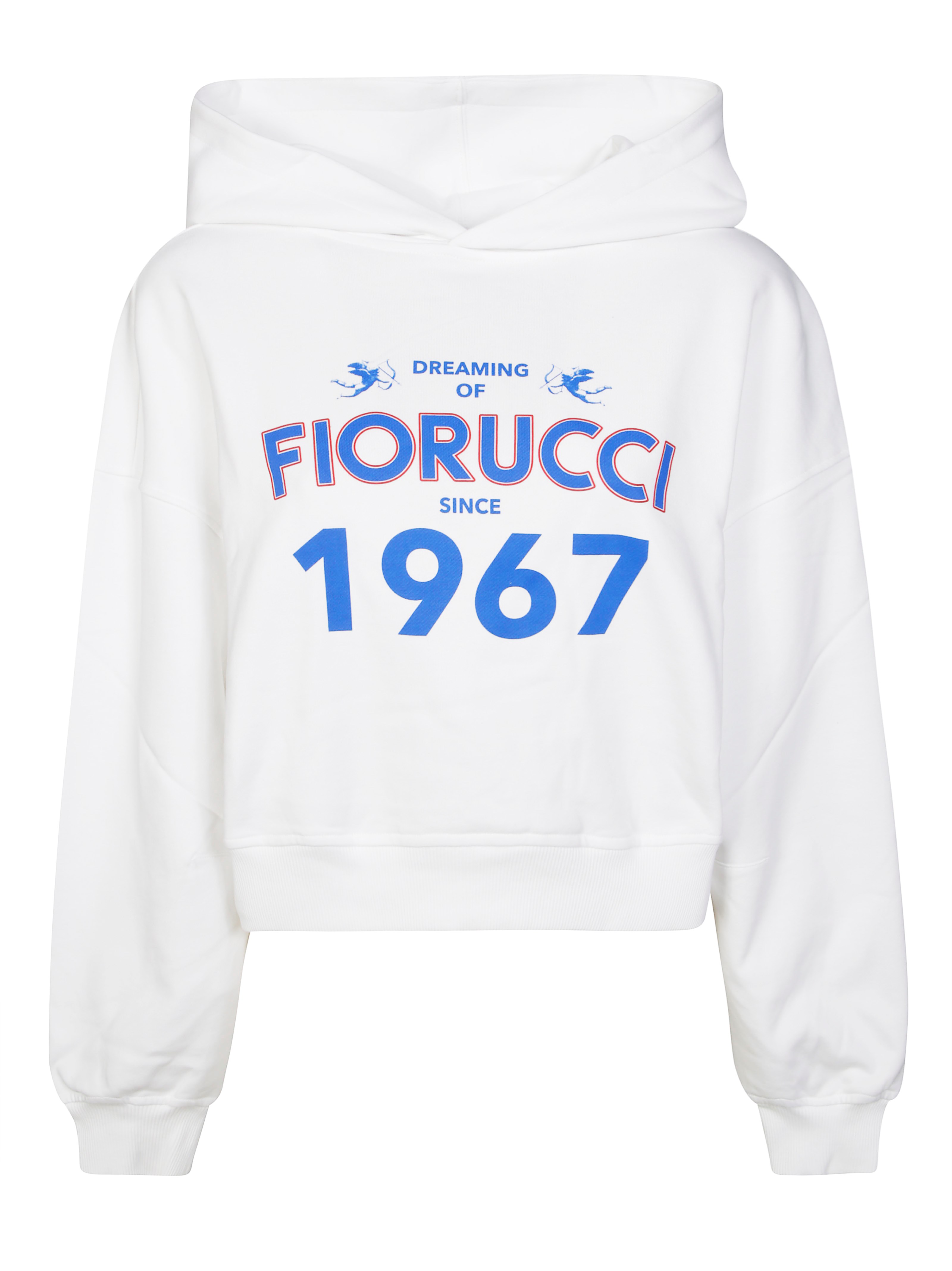 Fiorucci White Dreaming 1967 Print Boxy Fit Cropped Hoodie In Gray