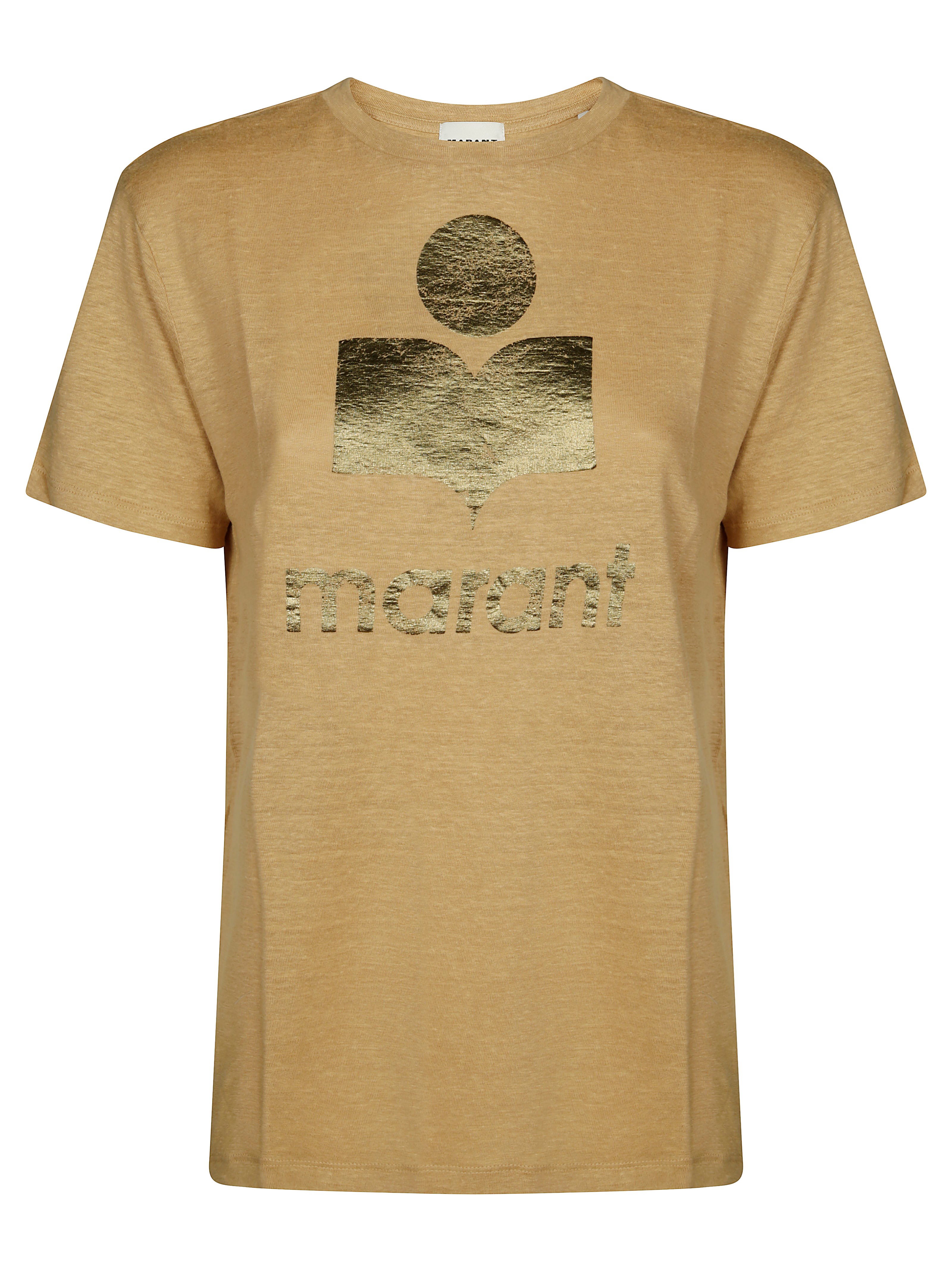 Isabel Marant Étoile Zewel Short Sleeve Crew Neck Top In Brown