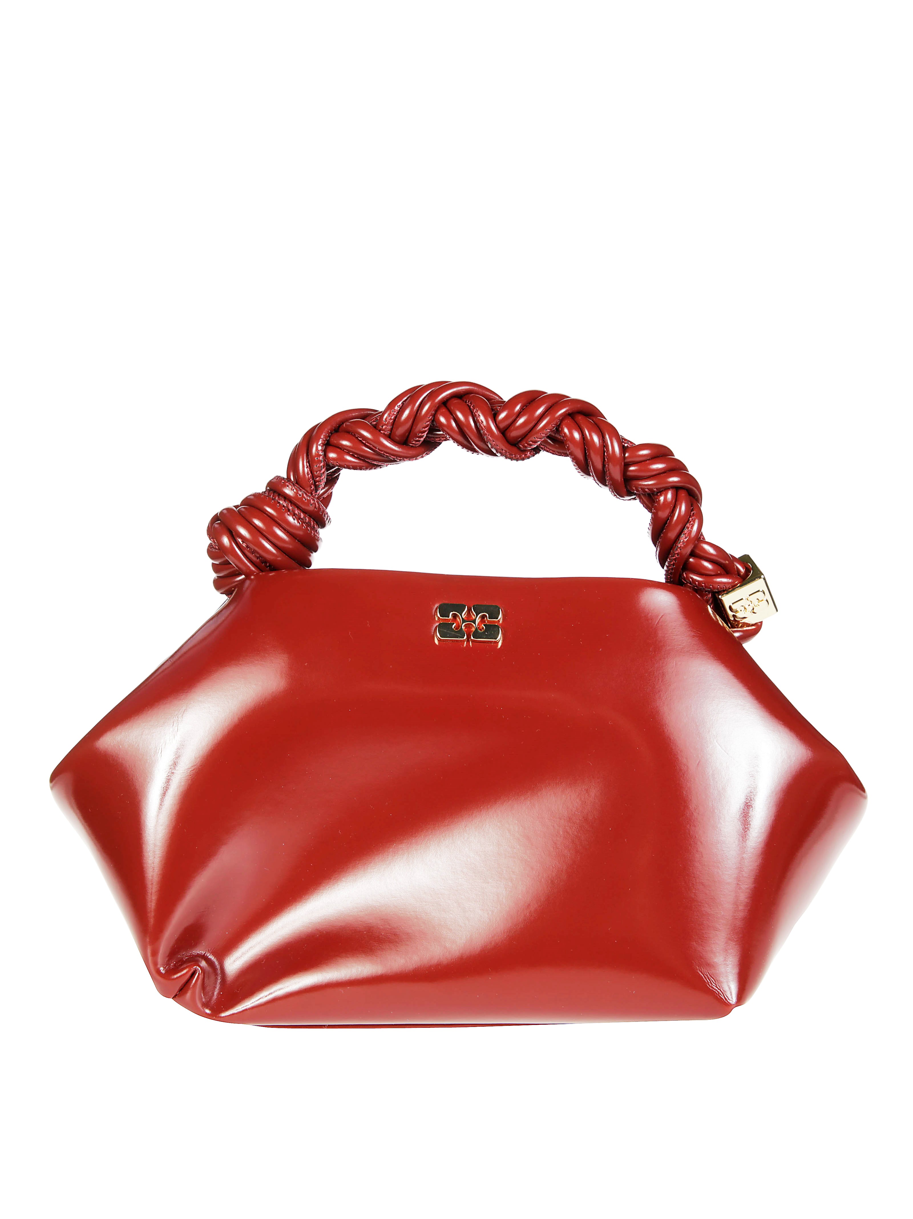 Ganni Small Twisted Handle Shoulder Bag In Red