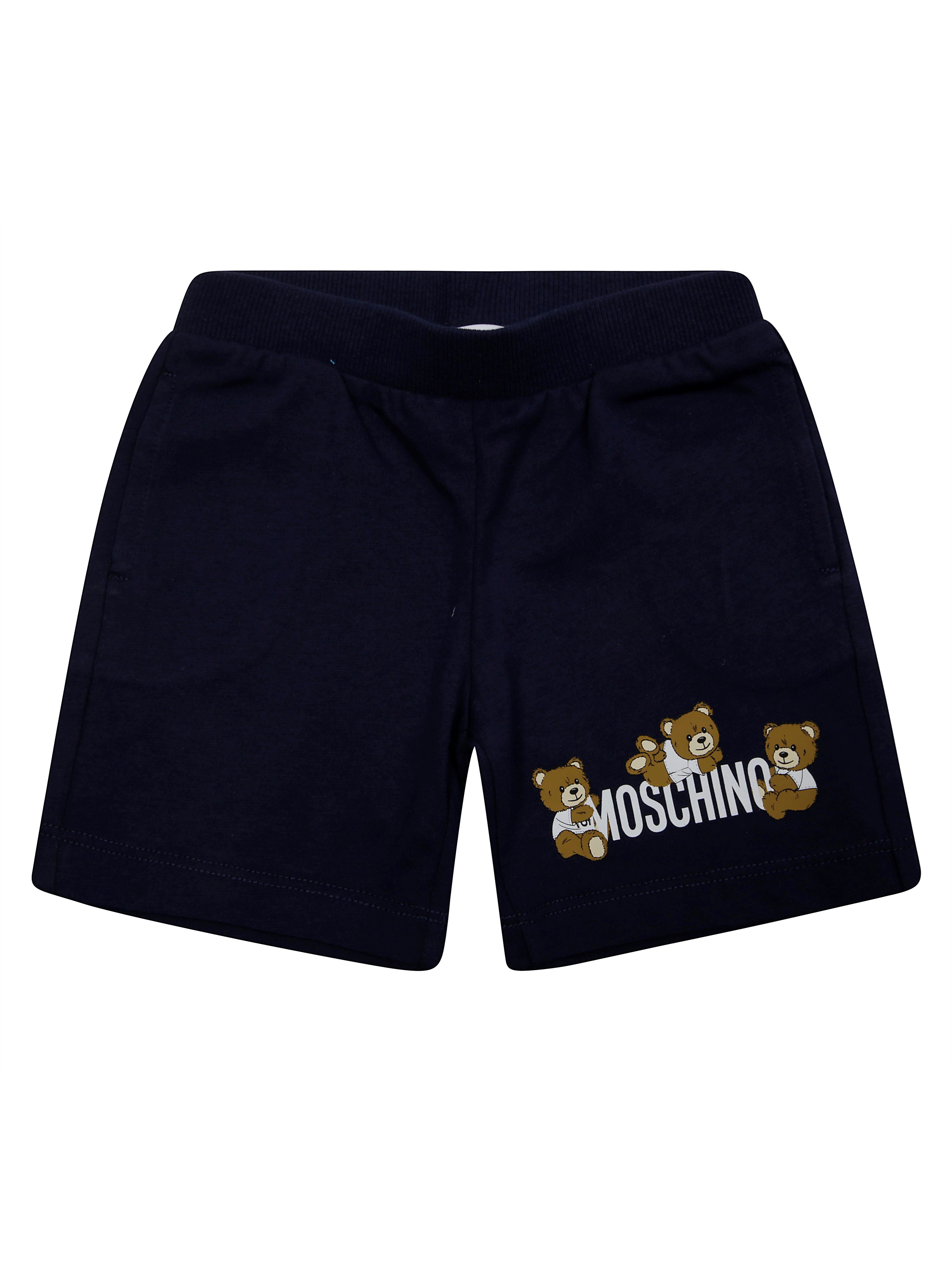 Moschino Kids Shorts Stampa Mini Logo In Blue