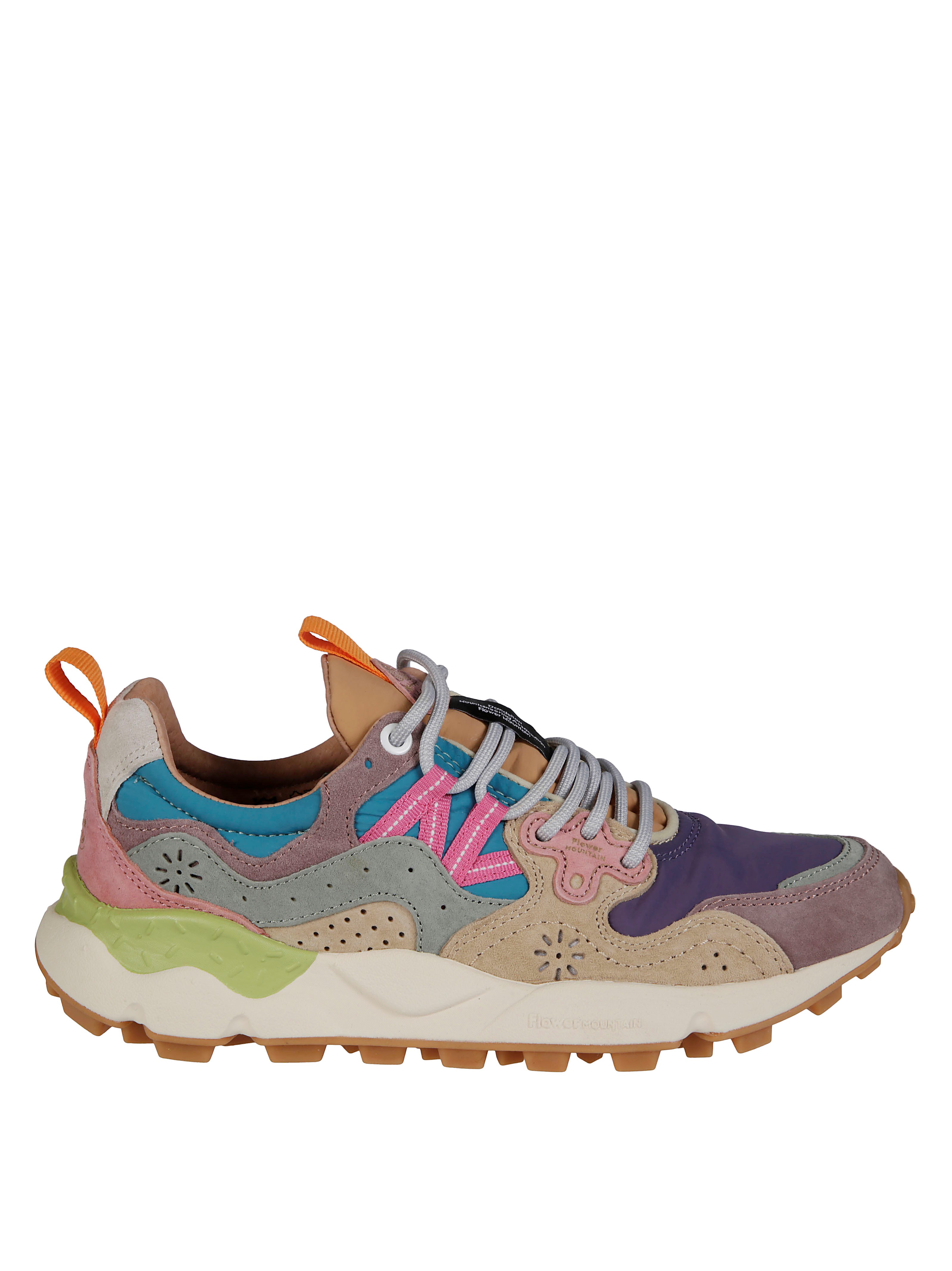 Flower Mountain Yamano 3 Sneakers In Suede And Nylon Rose And Violet In Pink