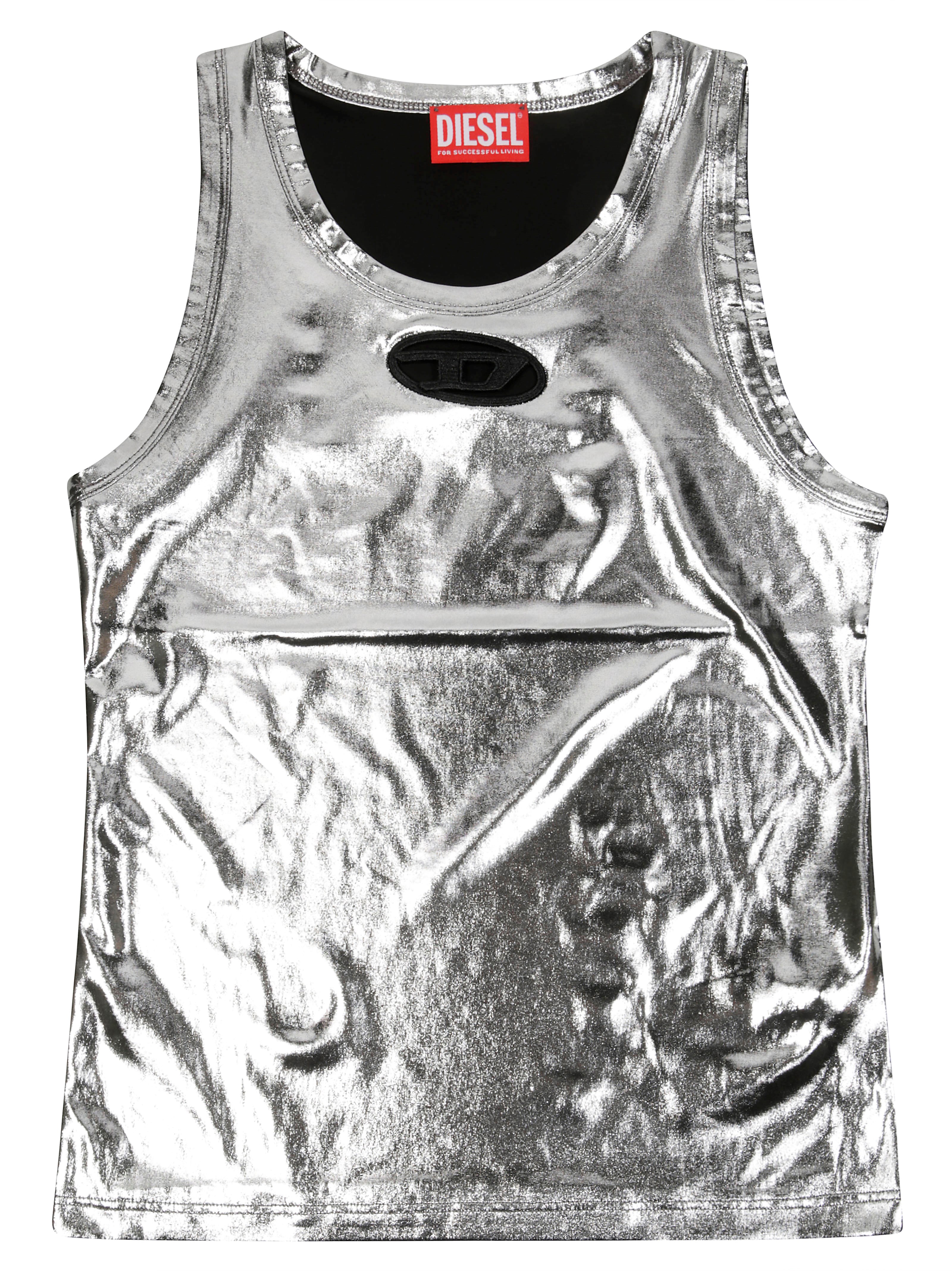 Diesel Vestito Scollo America Spalmato Arg In Silver