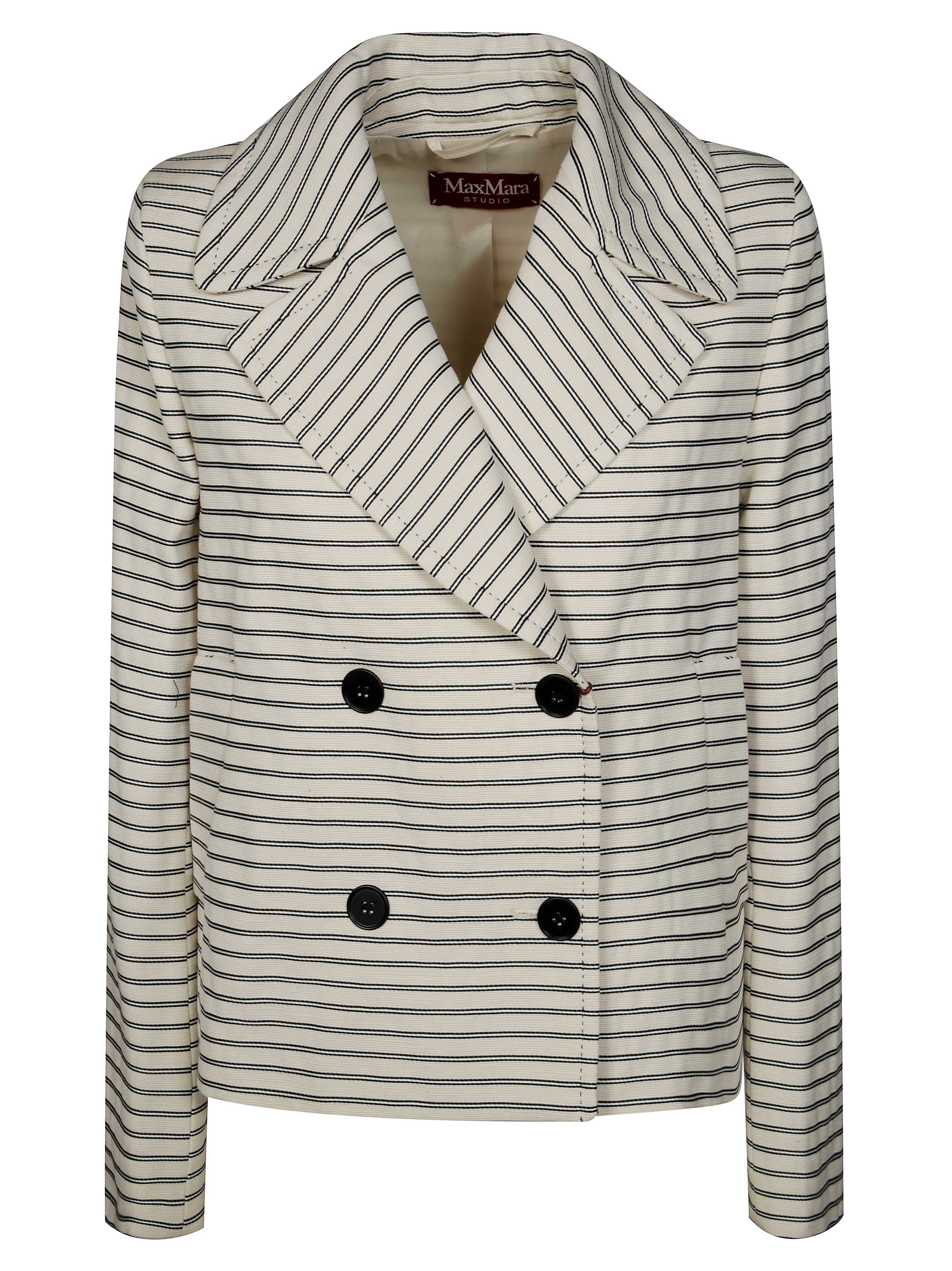 Max Mara Assuan Striped Double-breasted Jacket In White