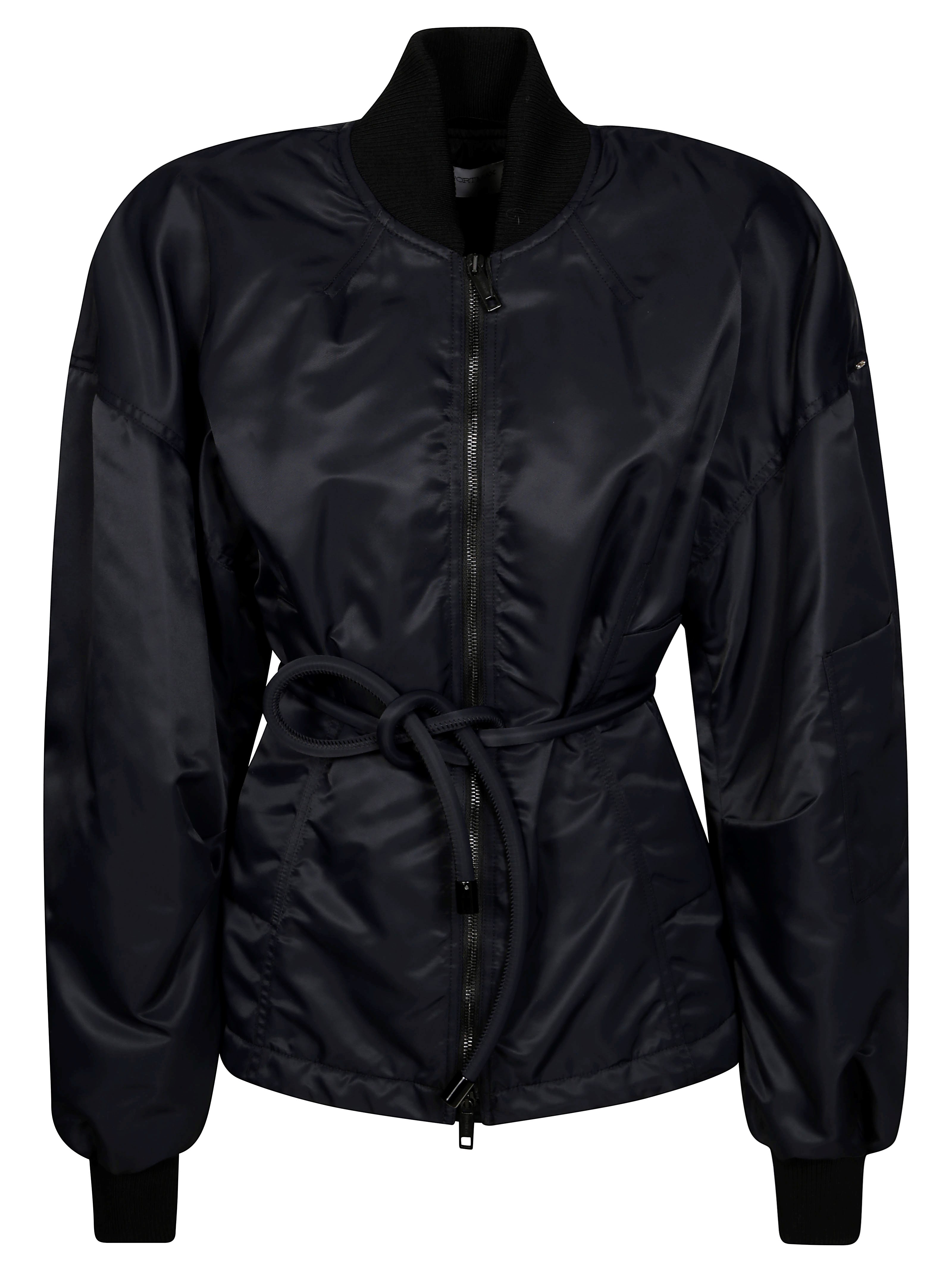 Sportmax Zebu Hourglass Pufer Jacker Eco Leather Belt Coats Black In Black