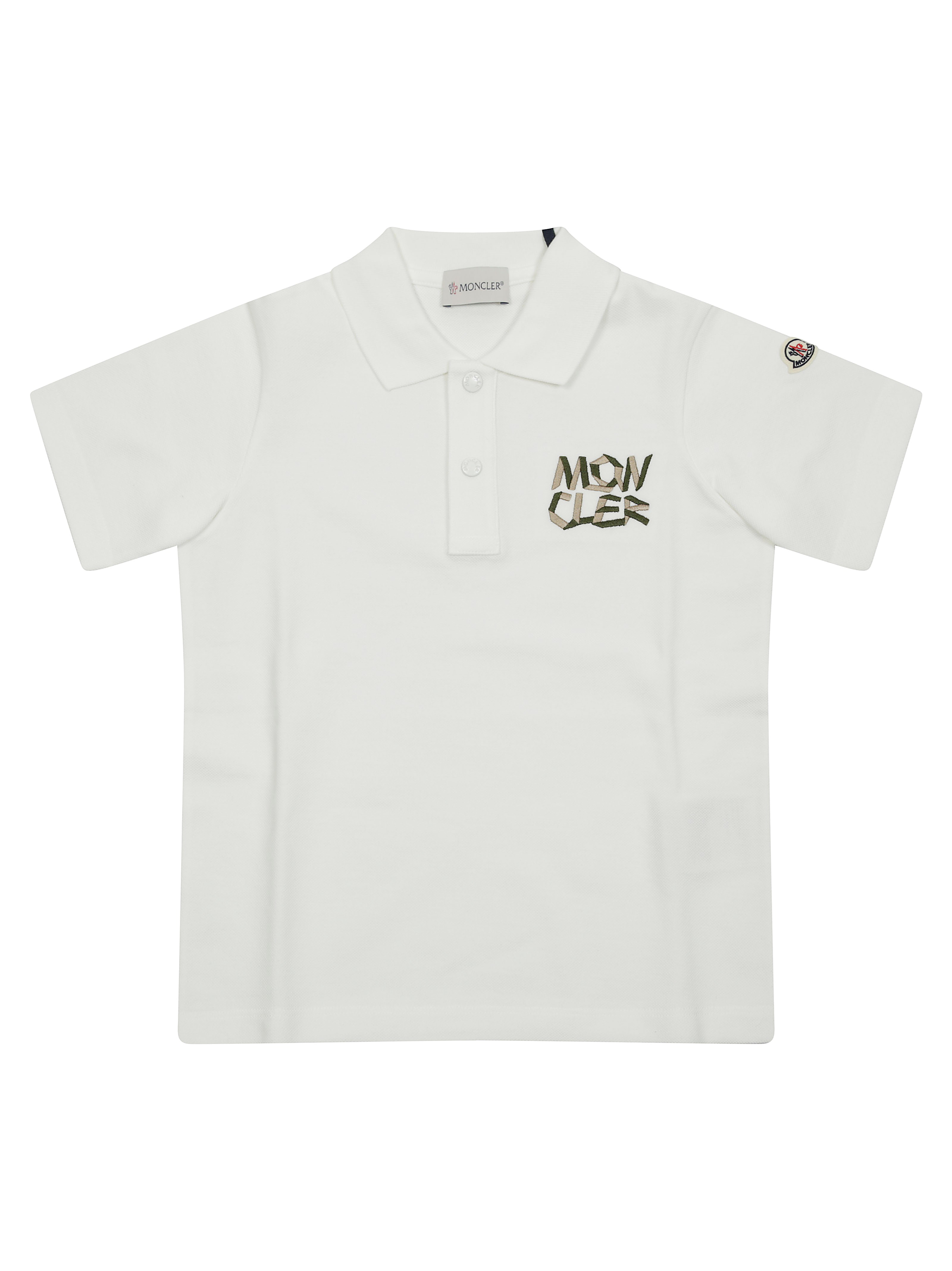 Shop Moncler Junior Polo Manica Corta In White