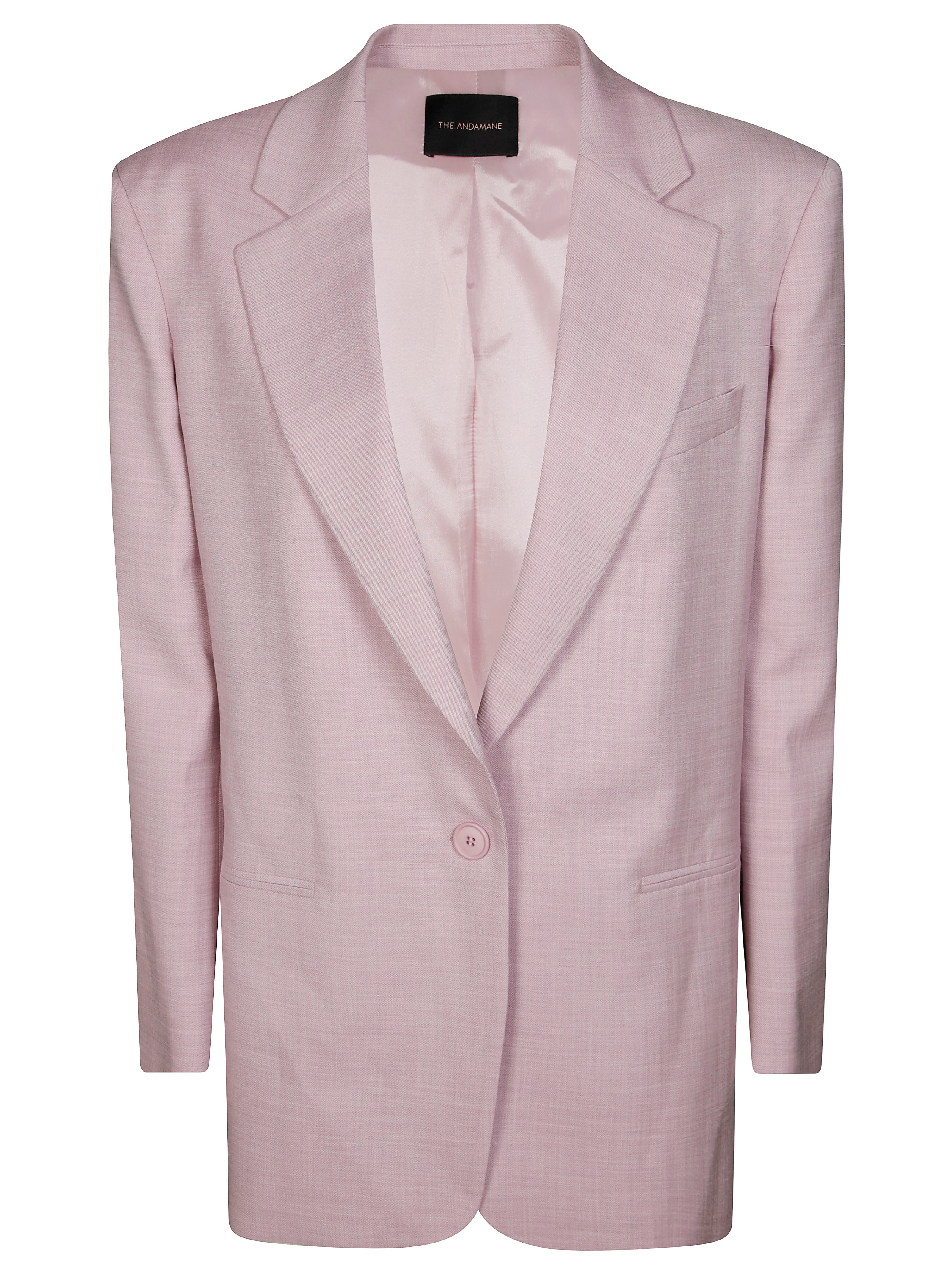 The Andamane Oversized Blazer With Notched Lapel And Front Pockets In Pink