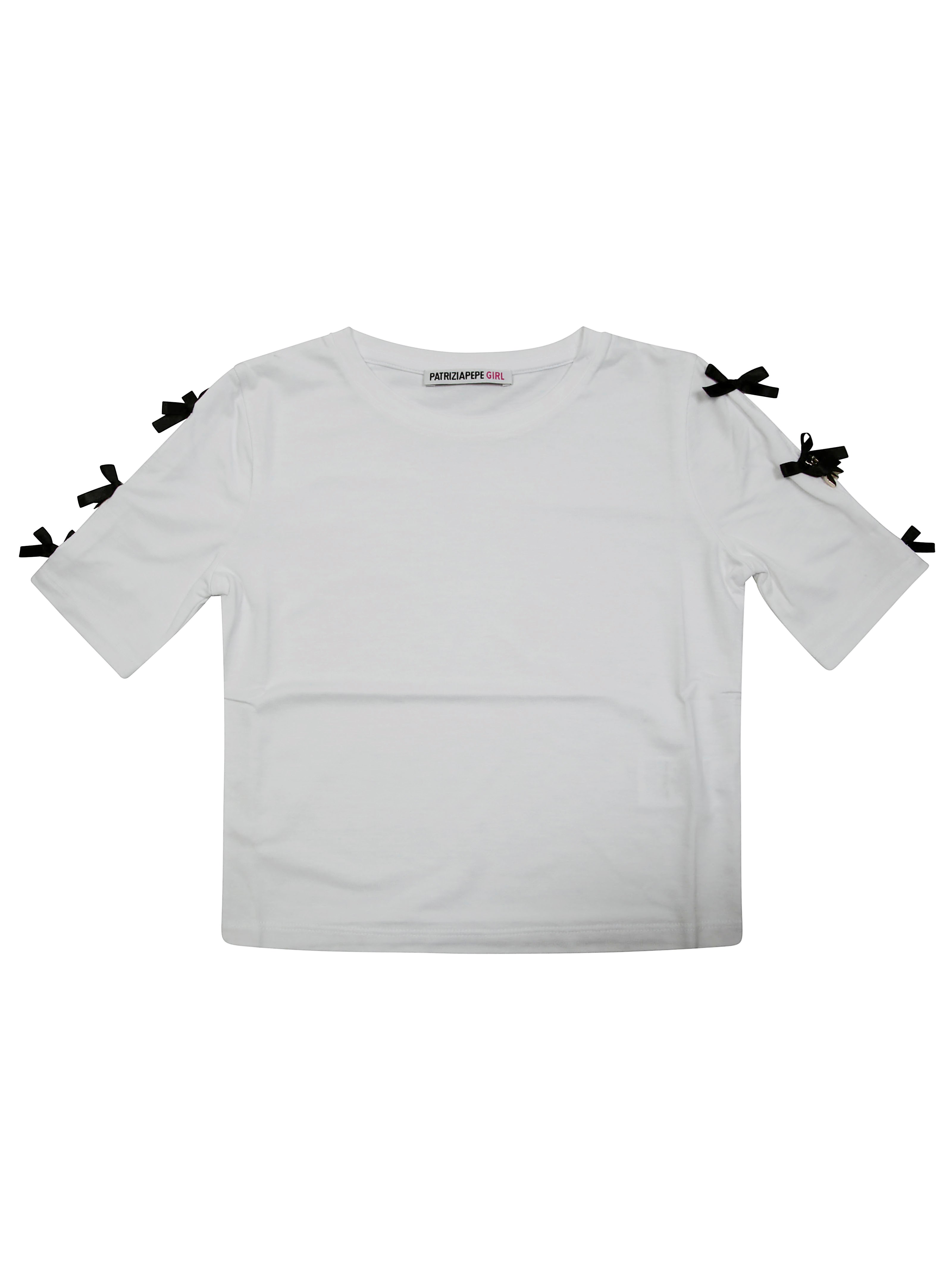 Patrizia Pepe T Shirt Con Fiocchi Sulle Maniche In White
