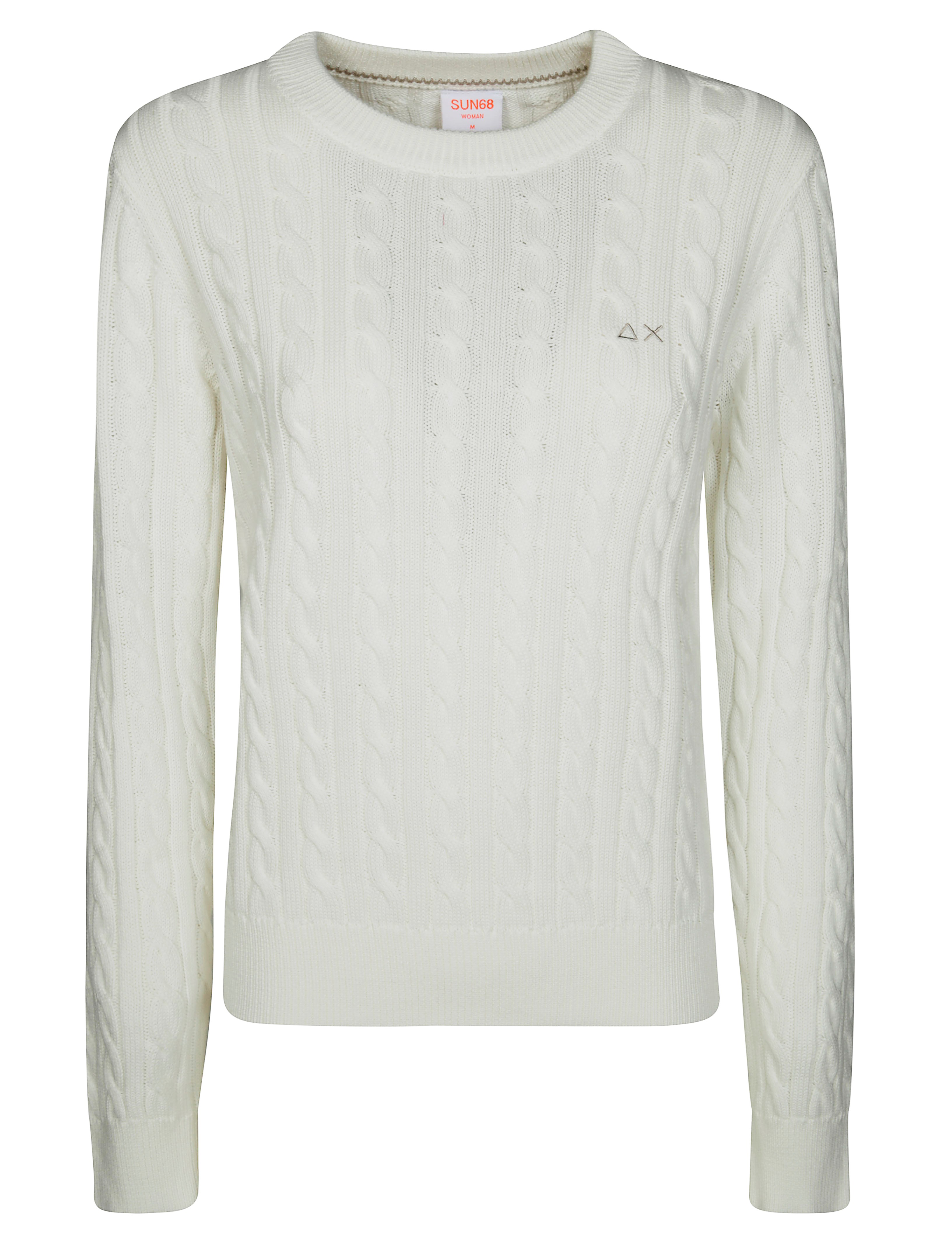 Sun 68 Maglia Gc A Trecce In White