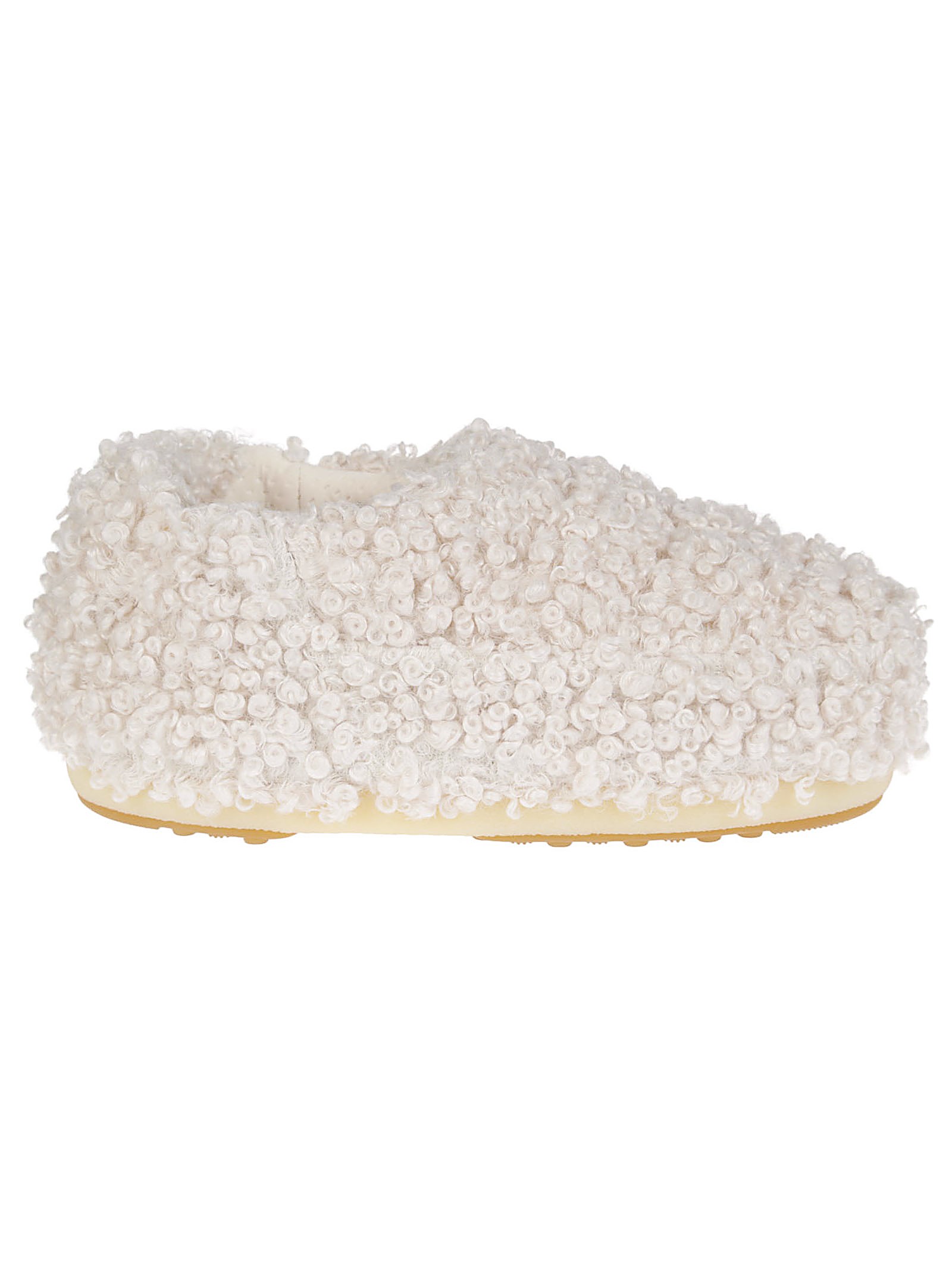 Moon Boot Cozy Faux Fur Slippers In Cream