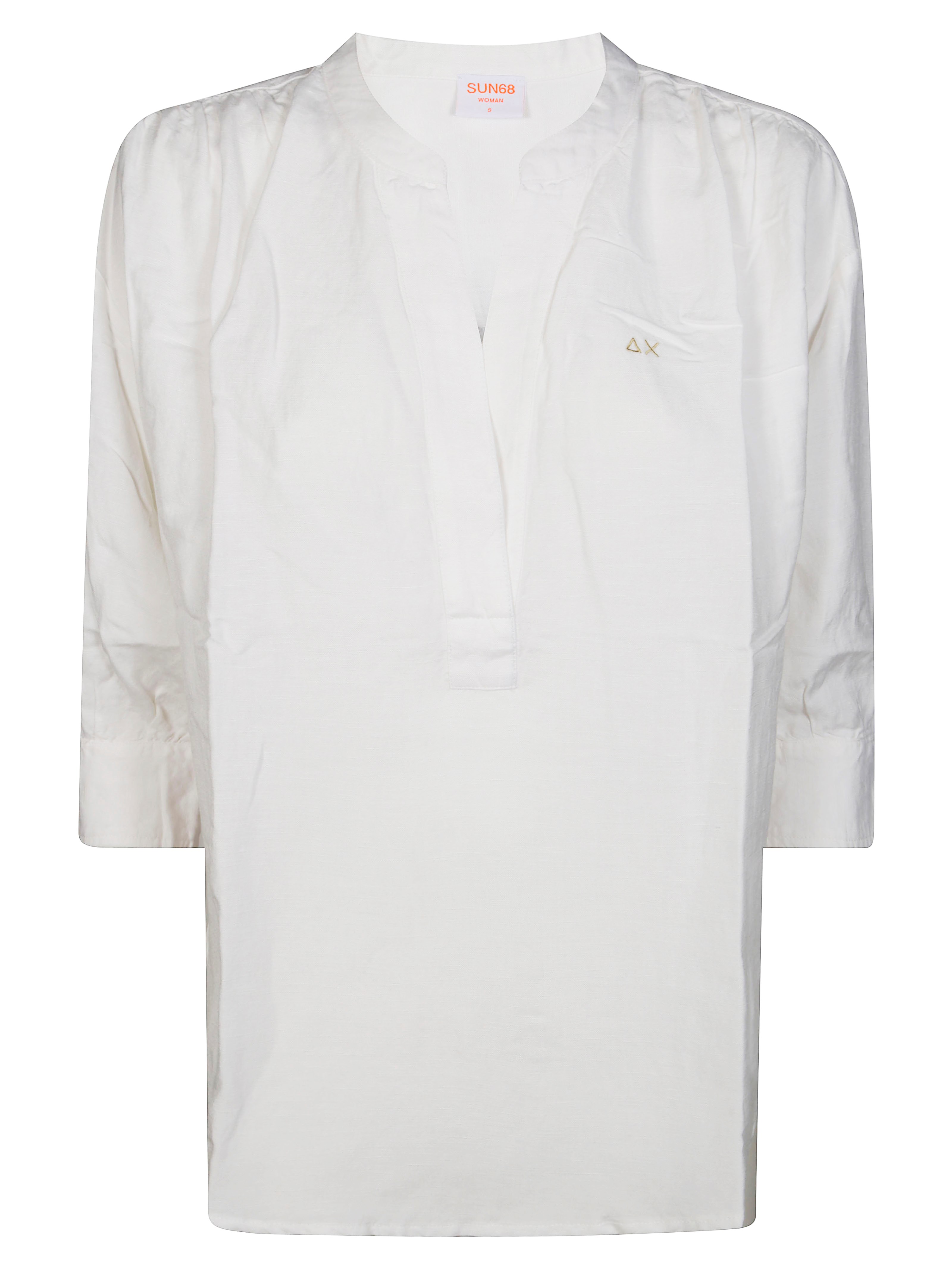 Sun 68 Camicia Serafino In Lino In White