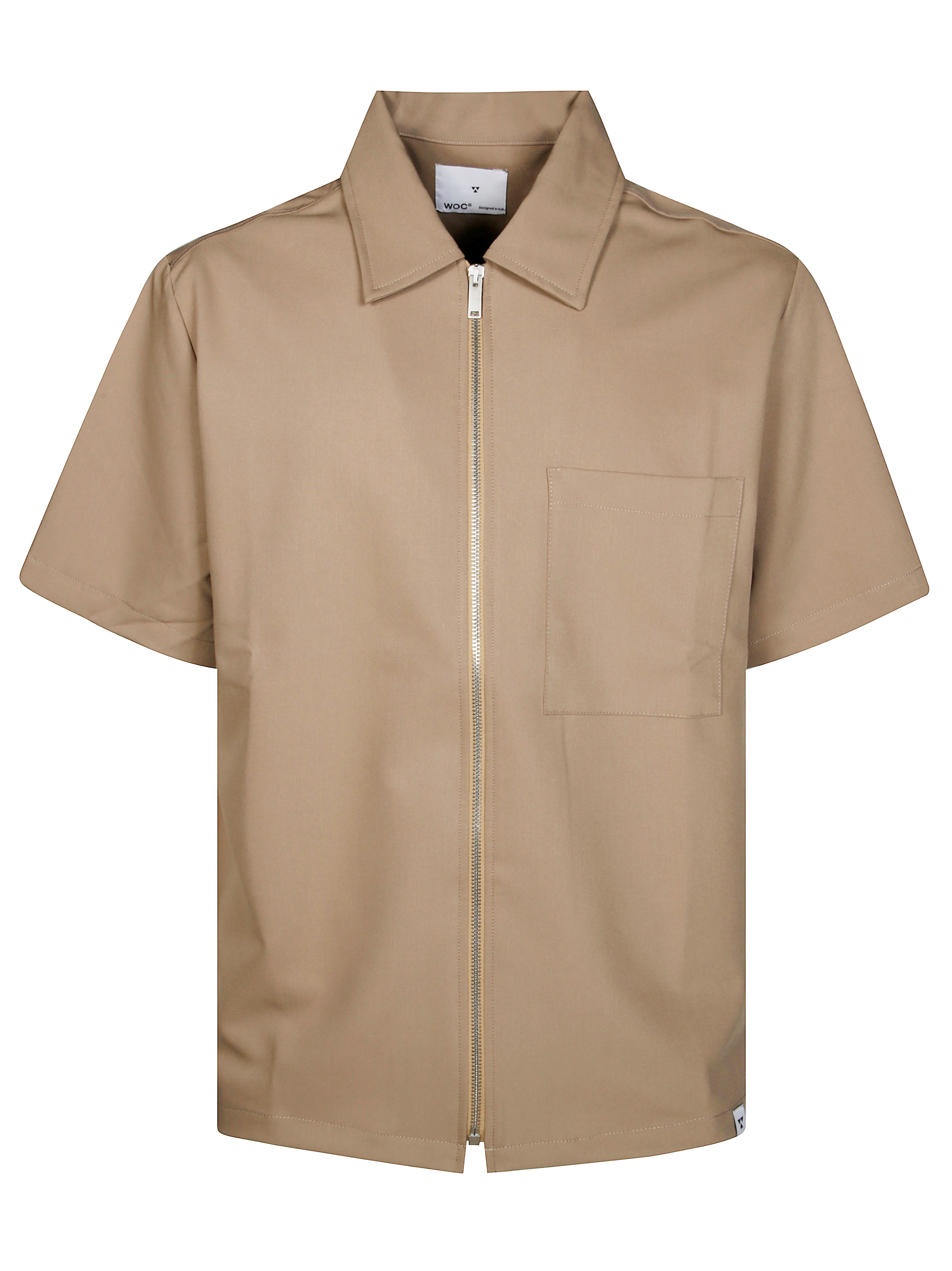 Woc Camicia A Zip Mezzemaniche In Brown