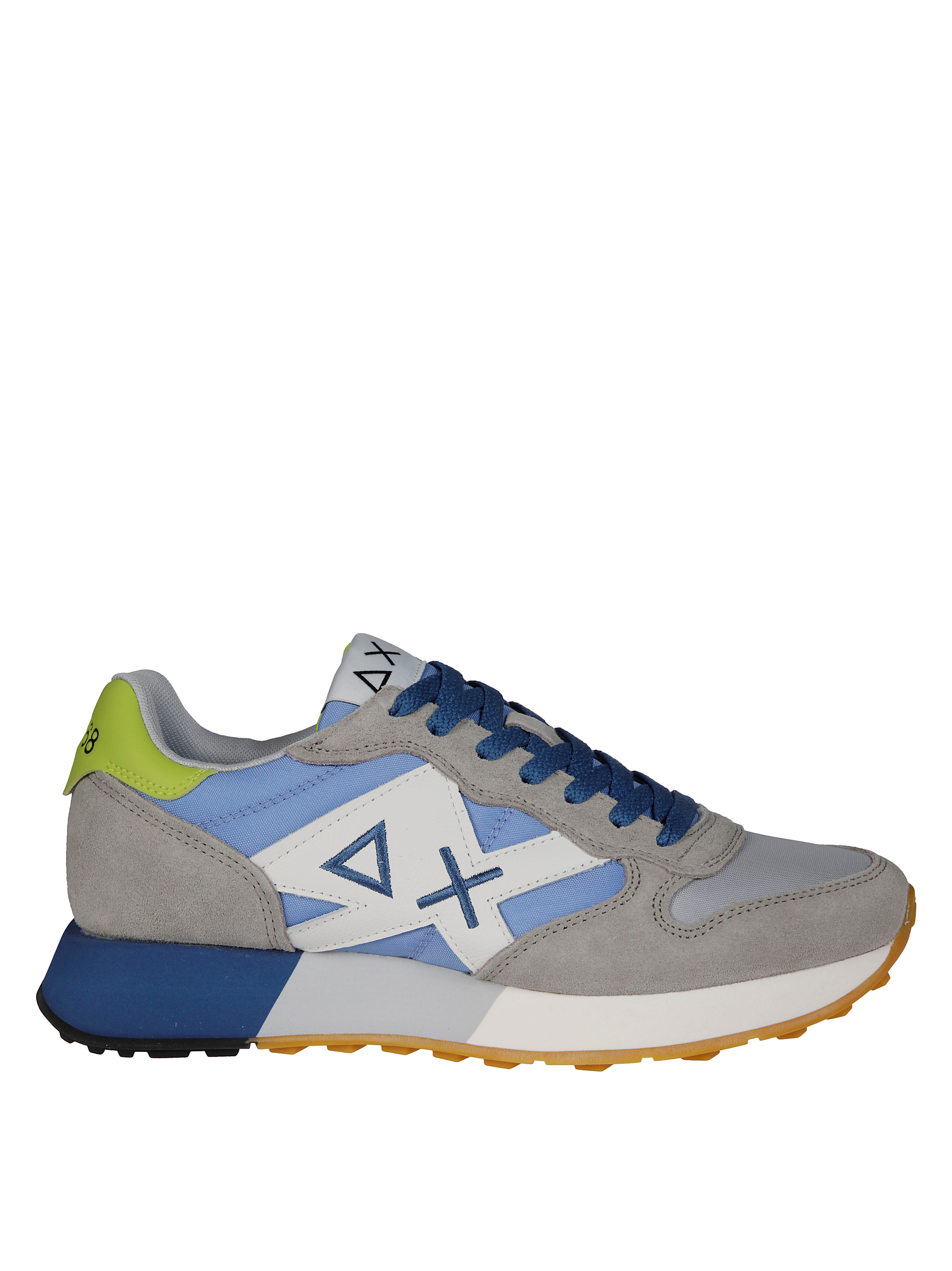 Sun 68 Jaki Bicolor Light Grey And Avio Nylon And Suede Sneaker In Multi