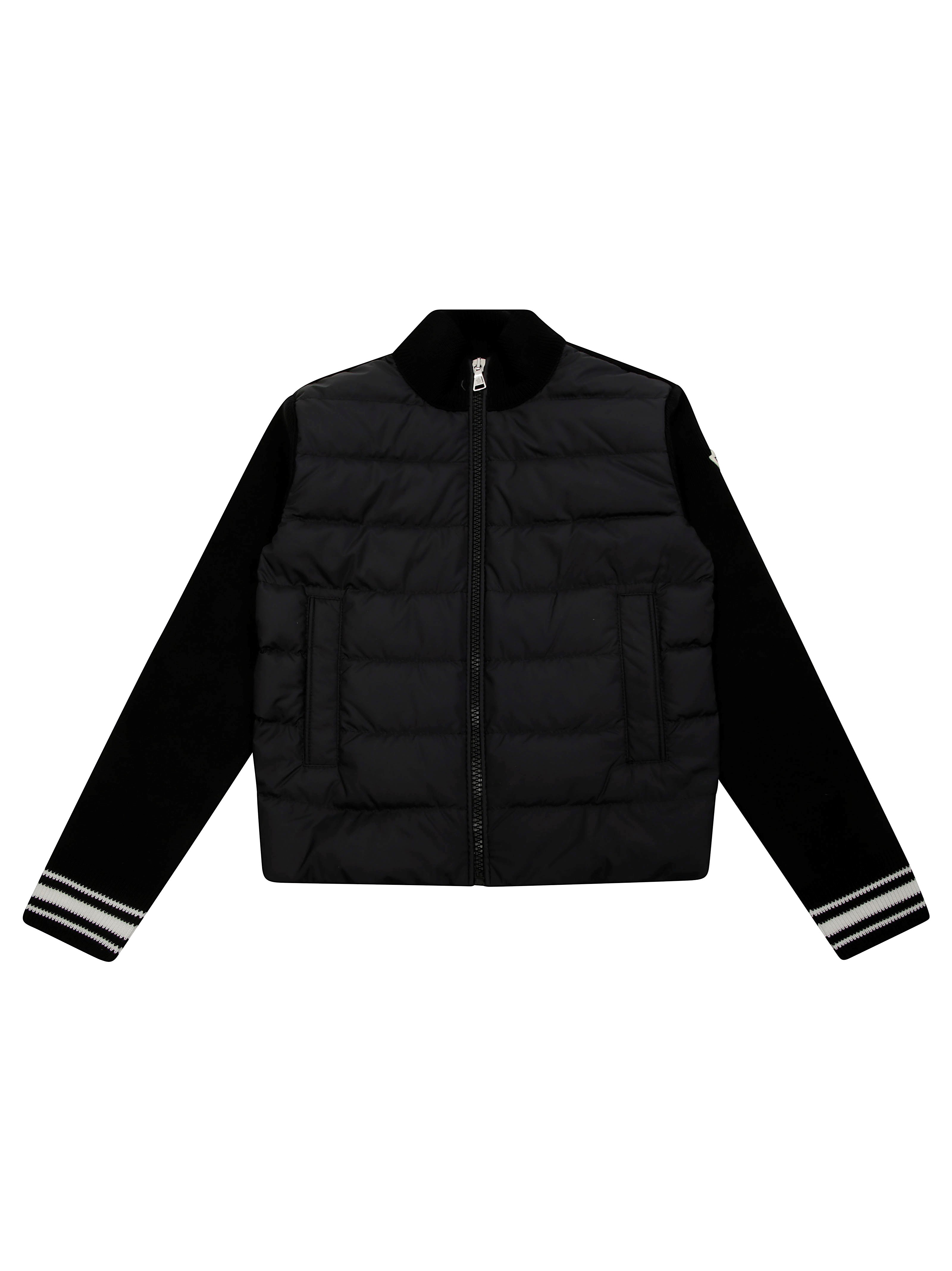 Moncler Cardigan Bimateriale In Black