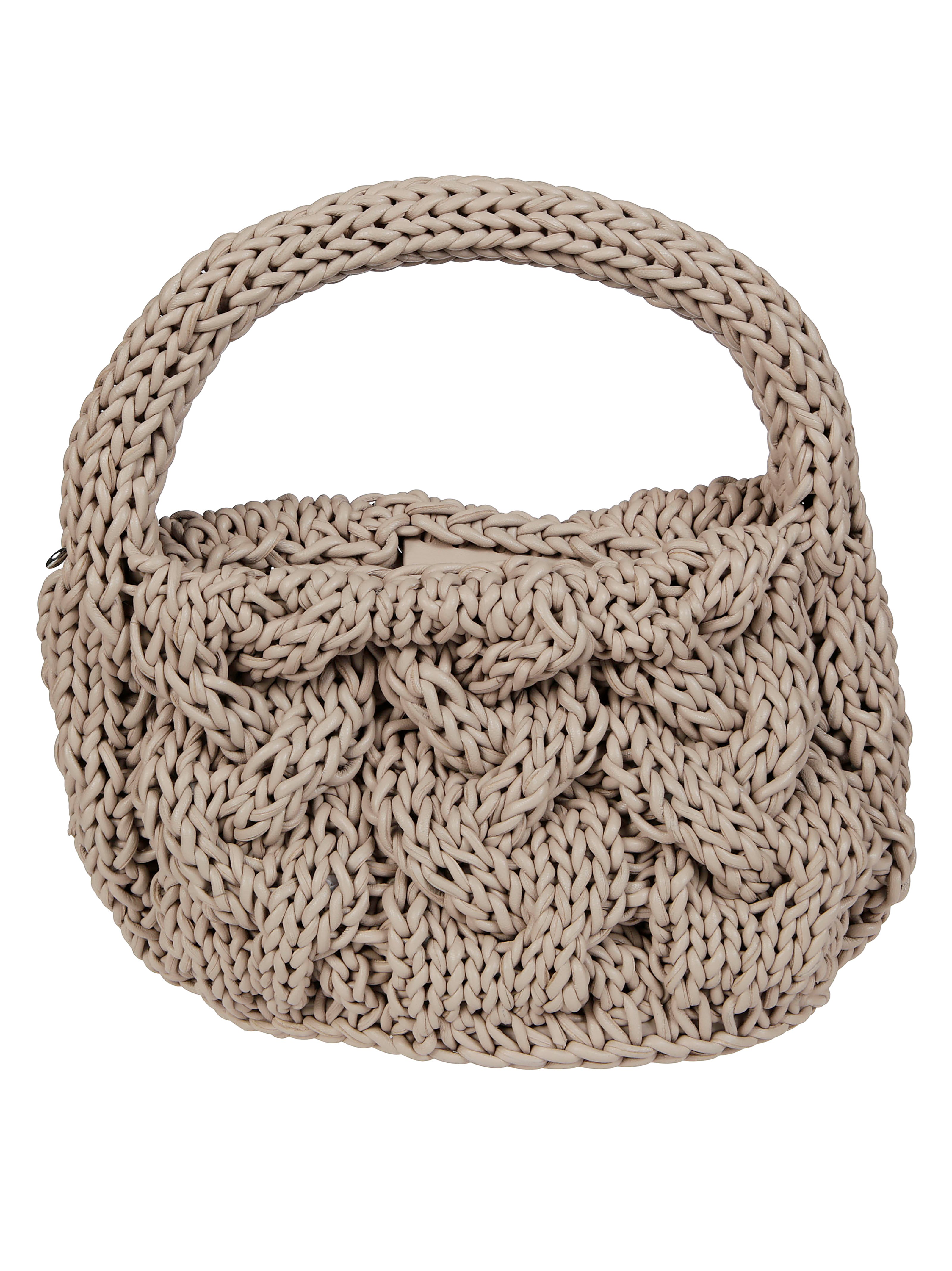 Jw Anderson Small Cable Knitted Top Handle Bag In Gray