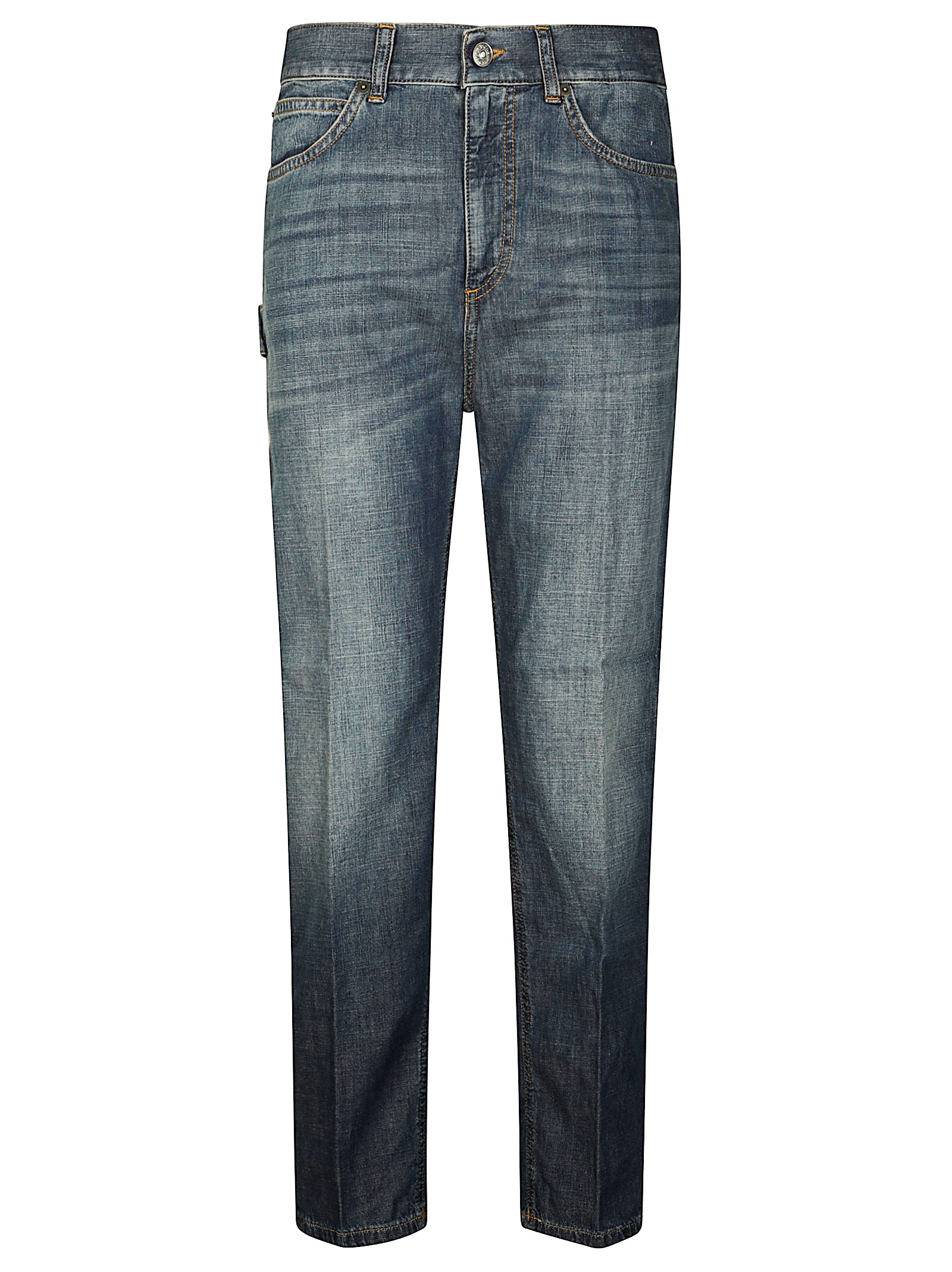 Dondup Carrie Belt Loop Contrast Stitching Trousers In Gray