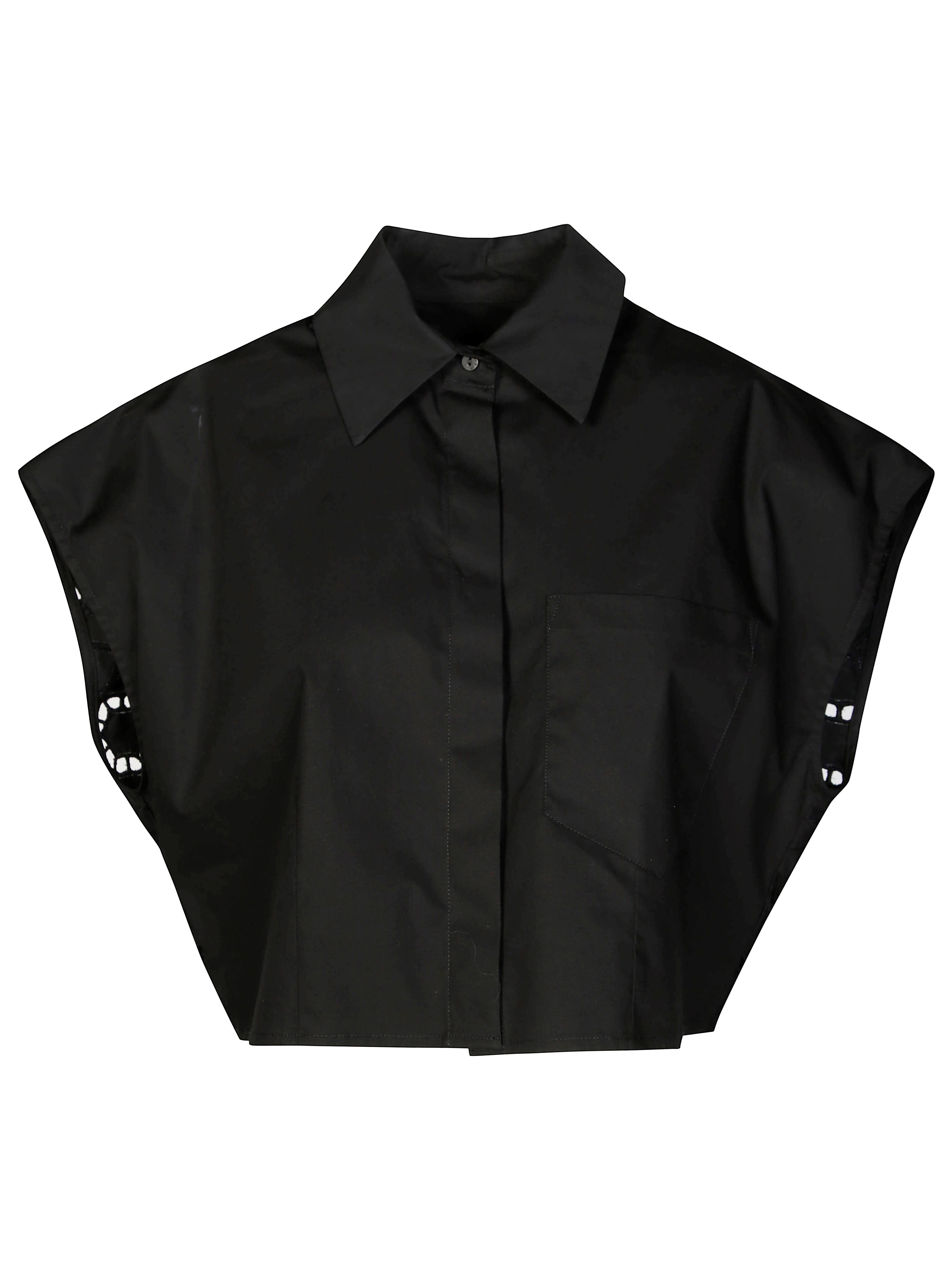 Dondup Cropped Black Shirt With Wide Sleeves In Black