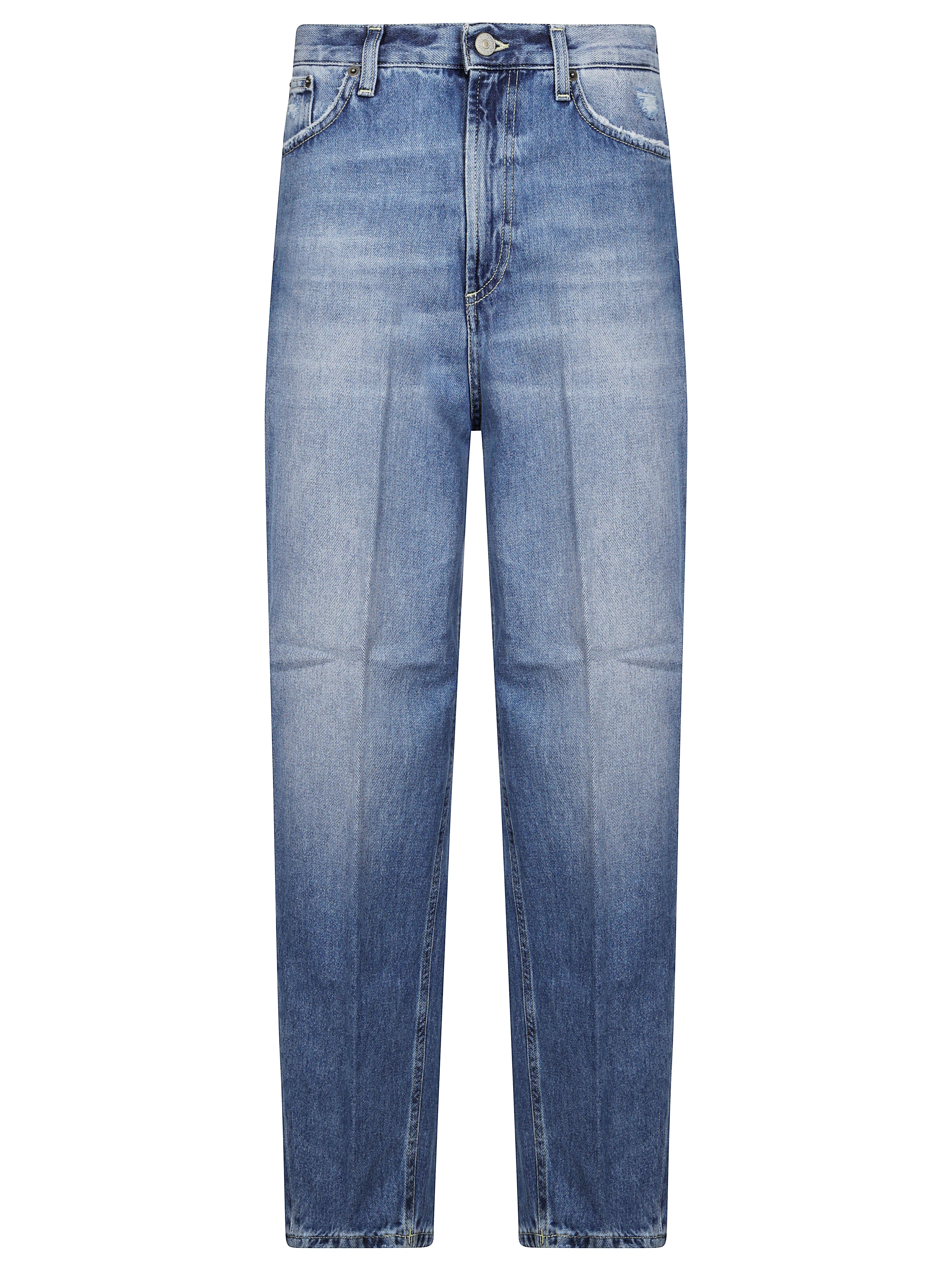 Dondup Bessie Belt Loops Faded Five-pocket Trousers In Blue