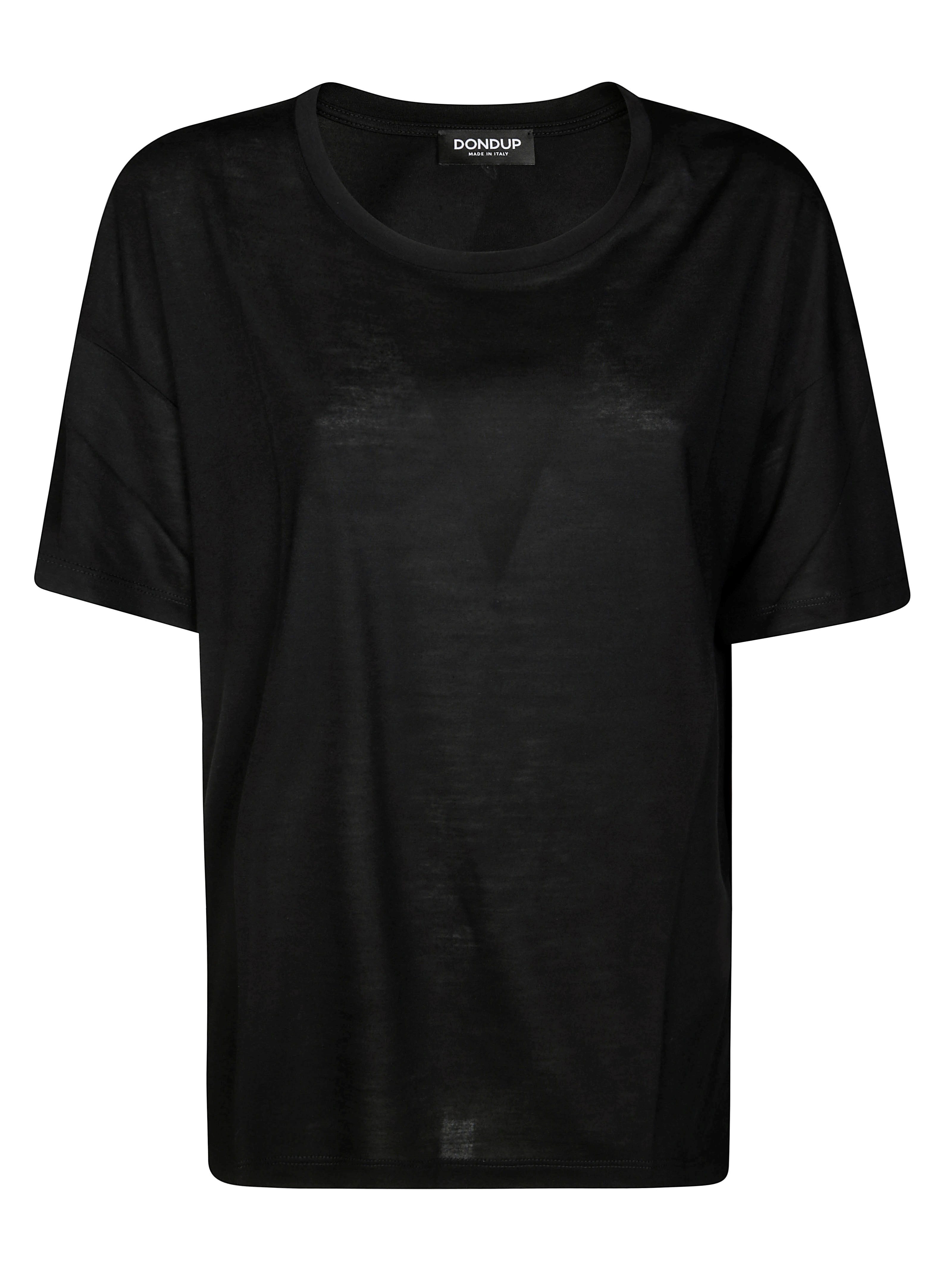 Dondup Lightweight Relaxed Fit Round Neck Sheer Fabric Short Sleeves In Black