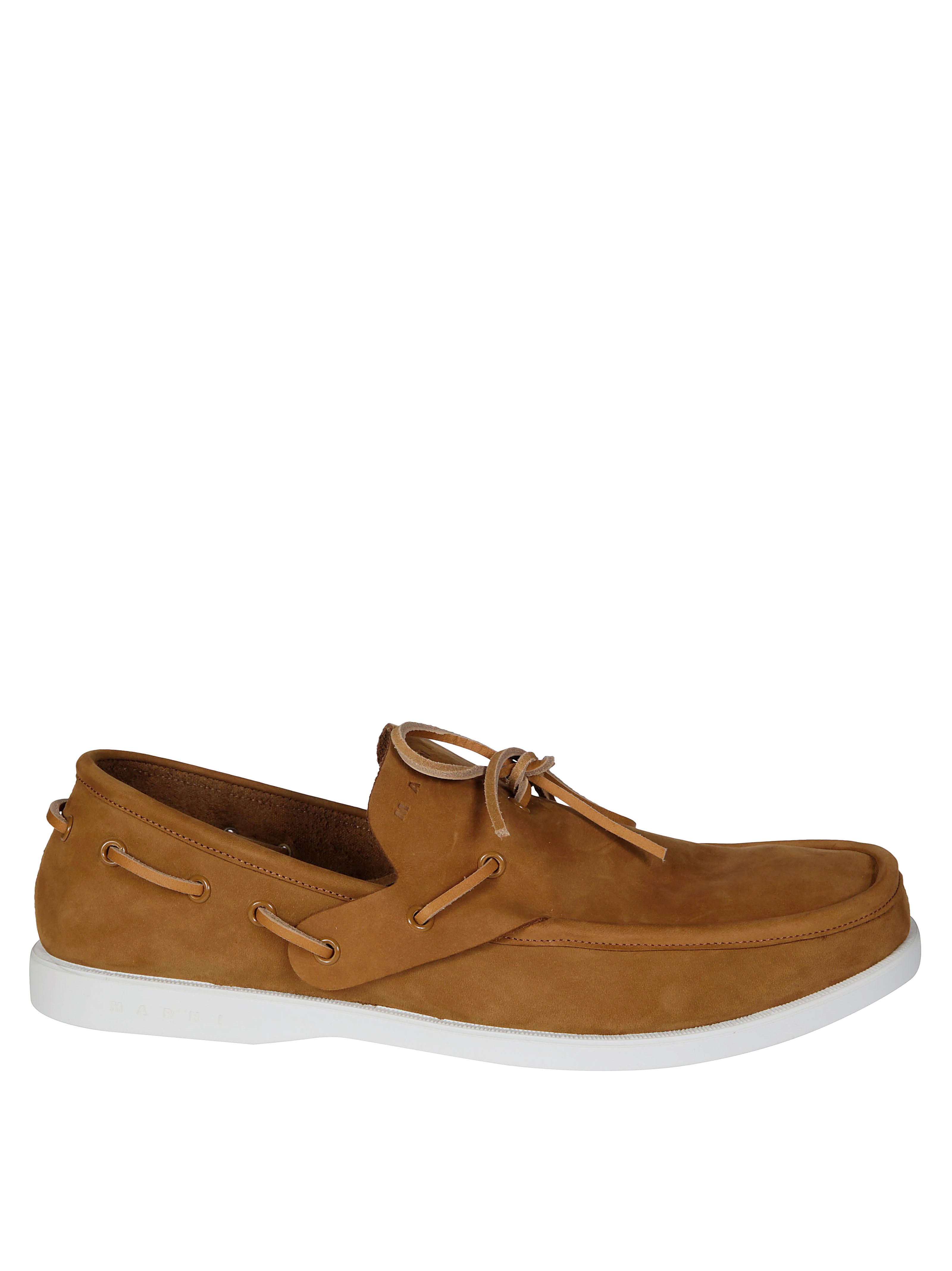 Marni Brown Leather Mocassini With Lacing Detail In Brown