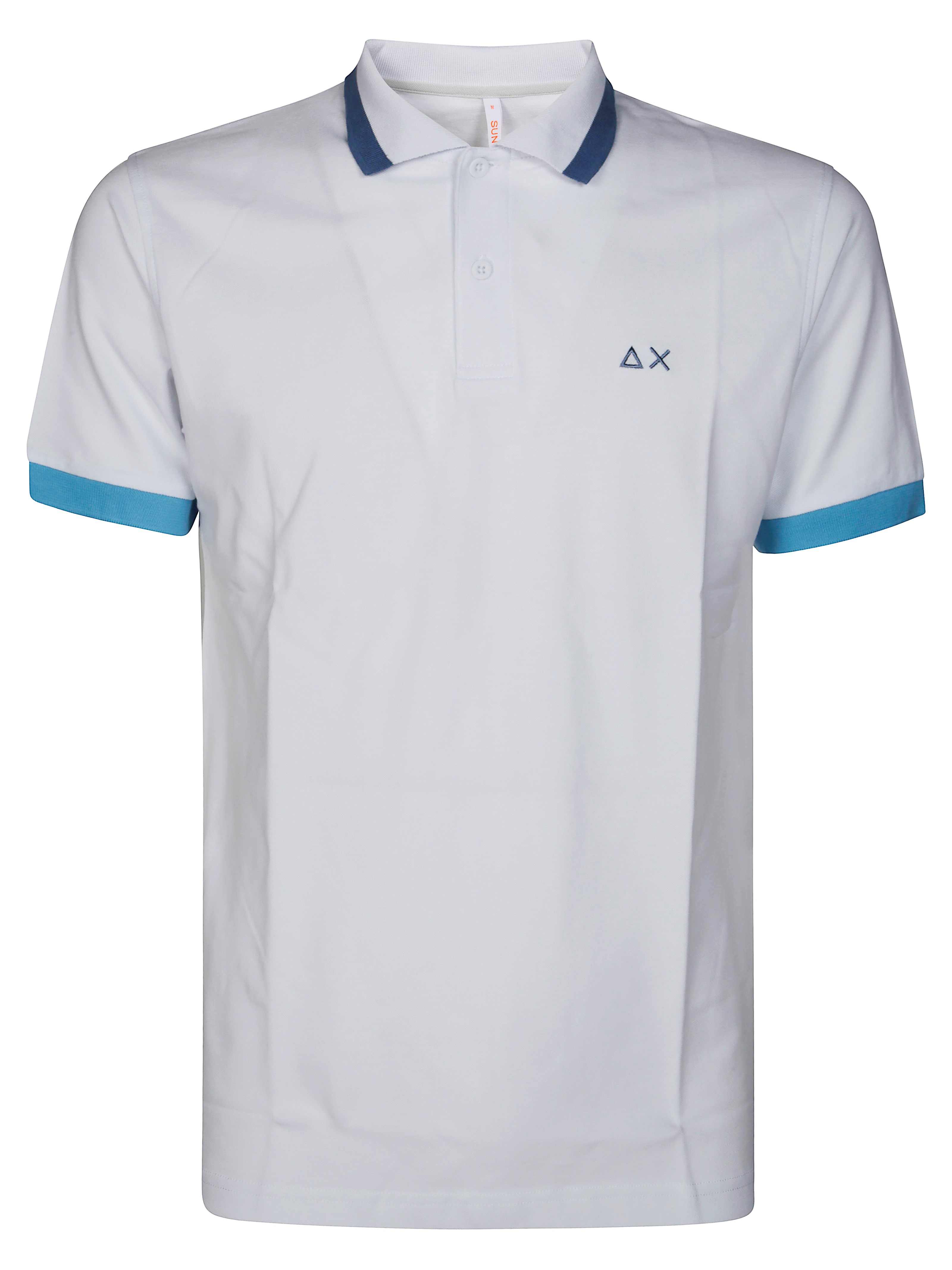 Sun 68 Polo Bande Larghe Sul Colletto In White