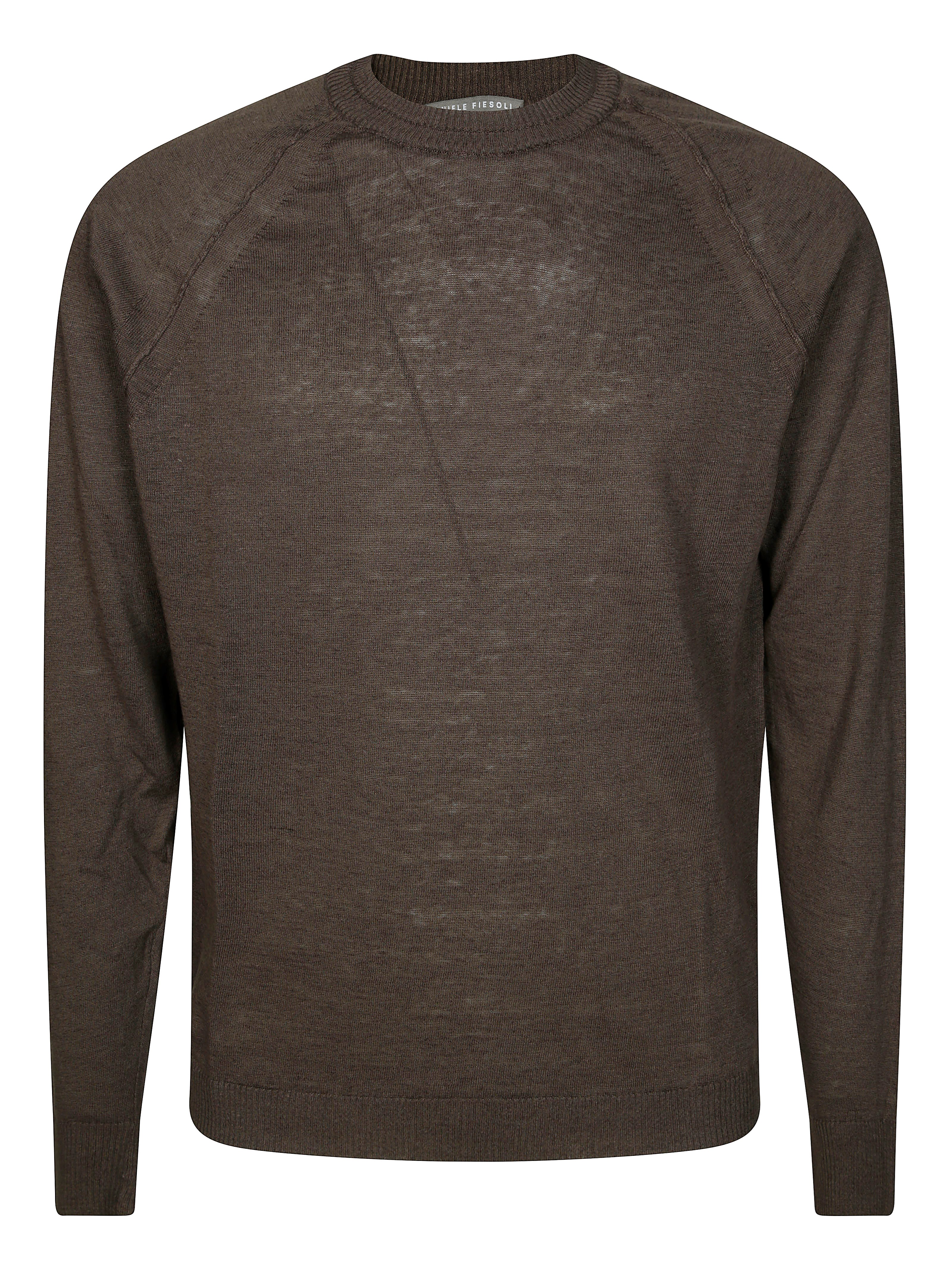 Daniele Fiesoli Girocollo M. Lunga Lino Cotone In Brown