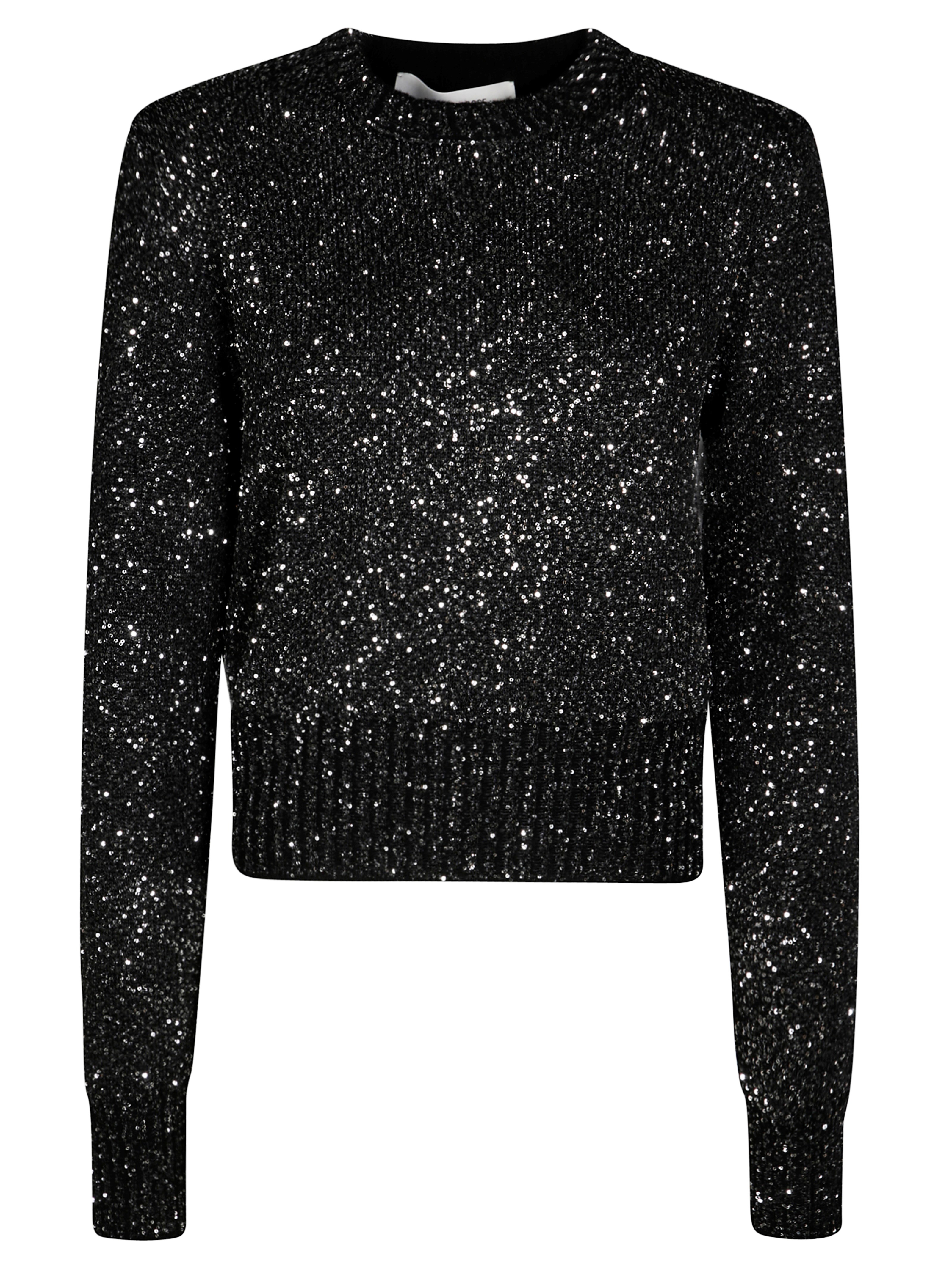 Golden Goose Women's Wool Blend Cropped Sweater With All-over Sequins In Black