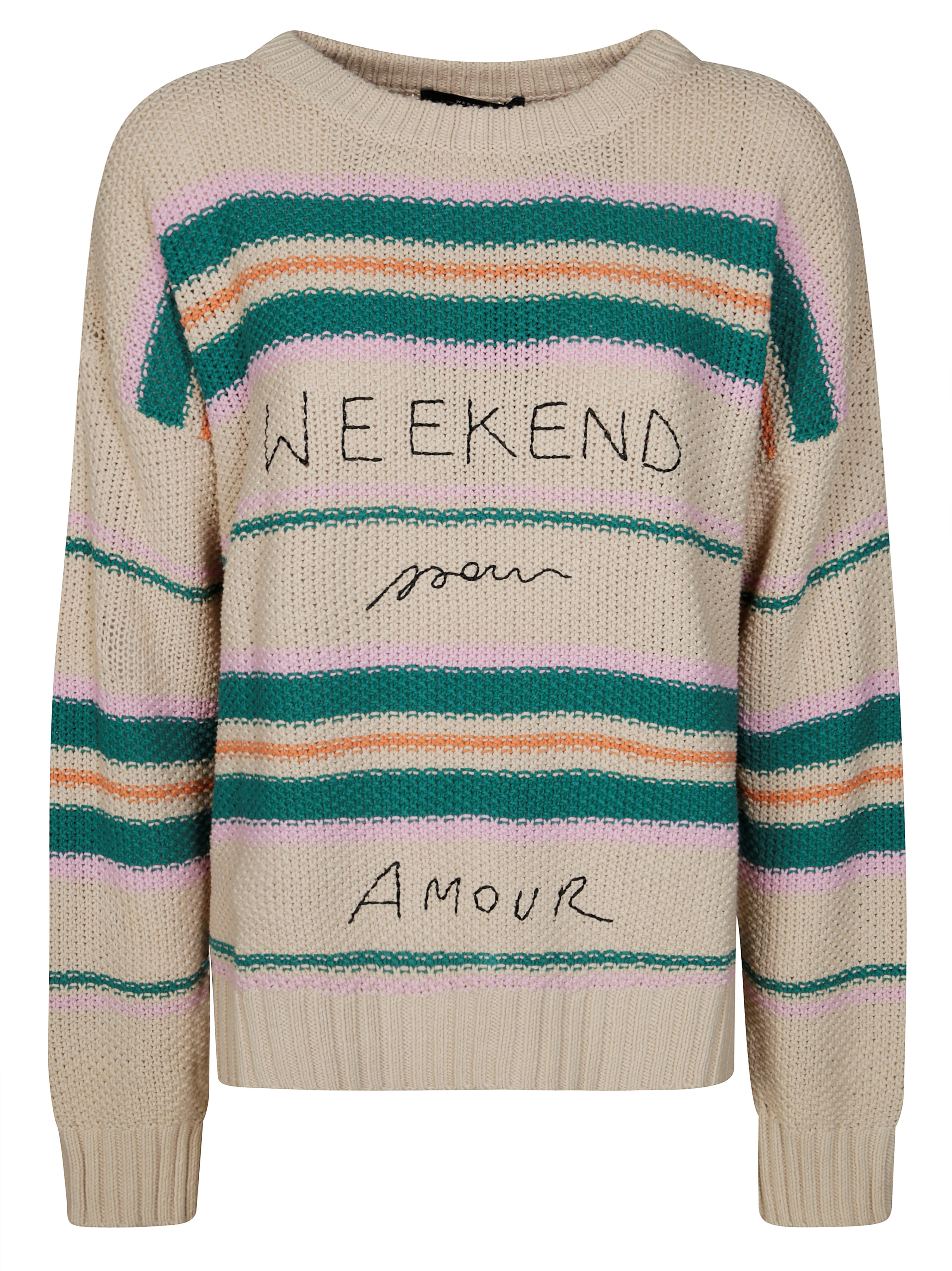 Max Mara Weekend Angus Maglia Grana Di Riso Ricamo In Beige