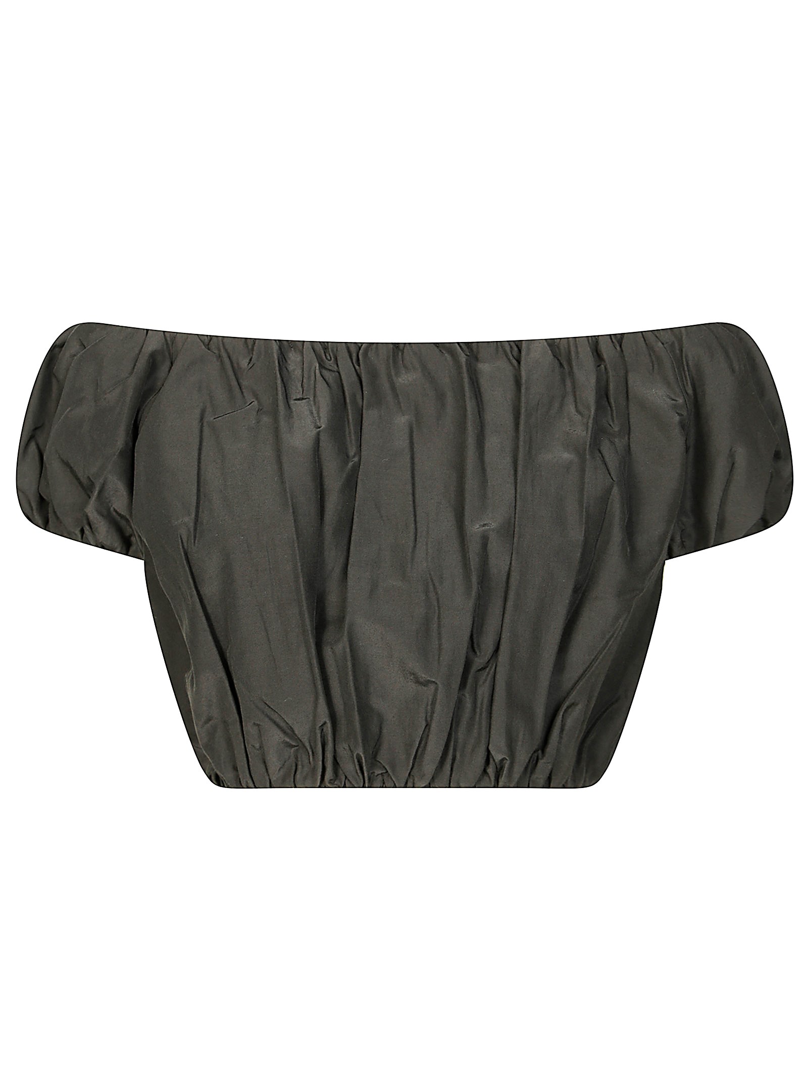 The Andamane Cropped Off-the-shoulder Top With Puff Sleeves In Gray