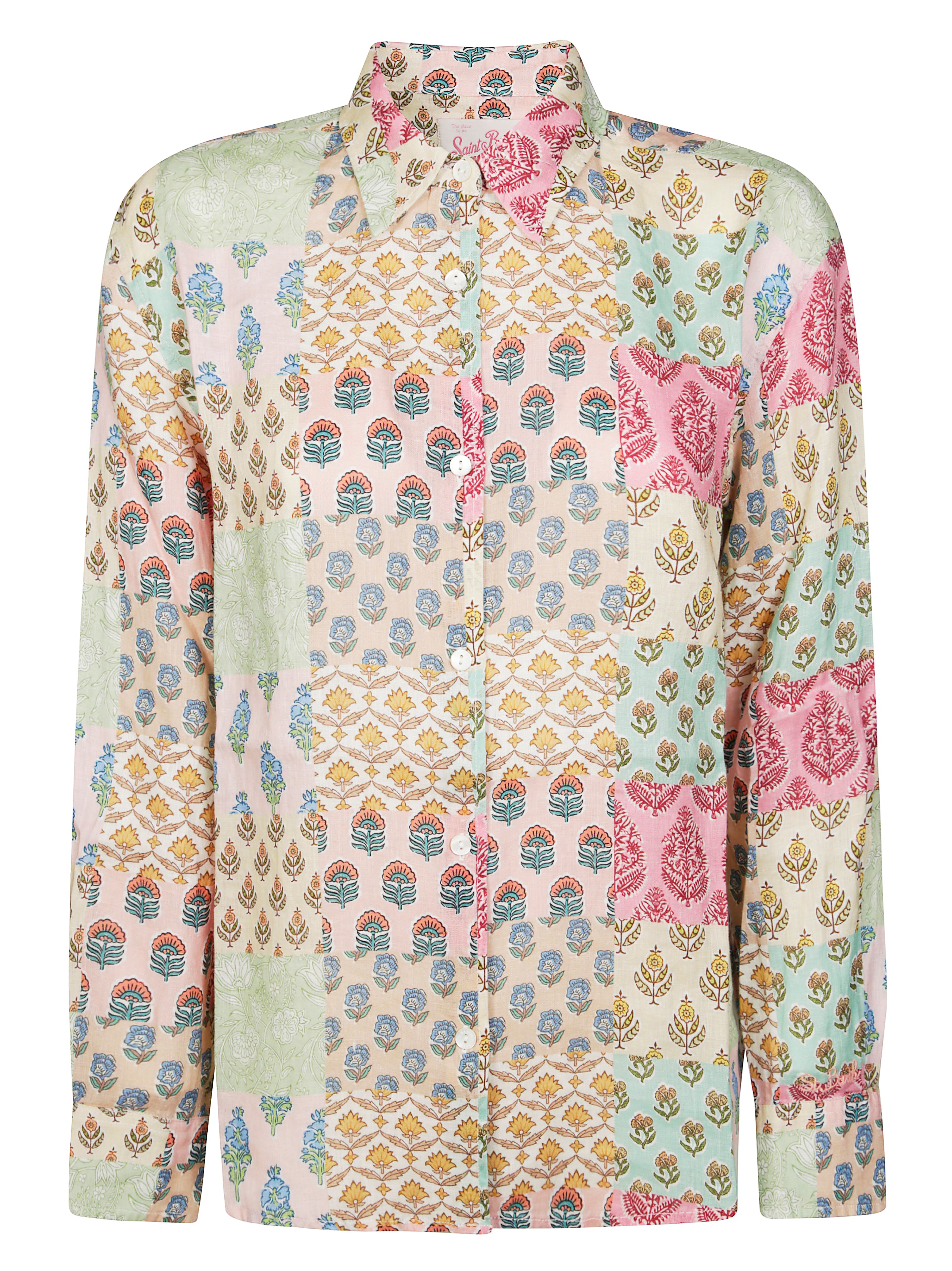 Mc2 Saint Barth Patchwork Floral And Geometric Design Shirt In Multi